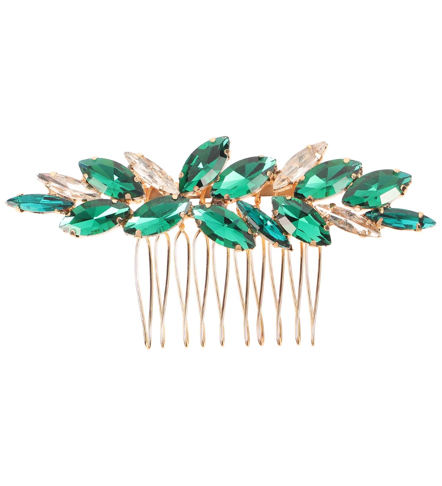 Abaodam Crystal Bride Wedding Hair Comb Rhinestone Bridal Hair Clip Sparkly Hair Piece Gem Hair Accessories for Women and Girls Green - Buy Online on GoSupps.com