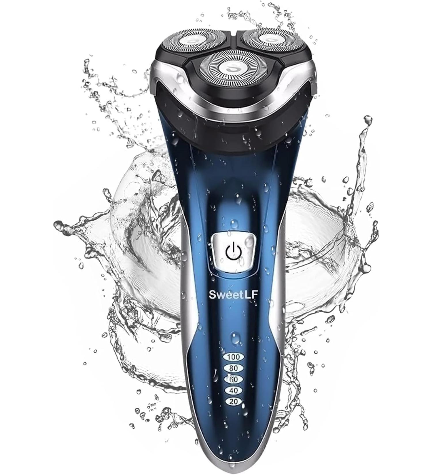 SweetLF 2024 New Rechargeable Men's Electric Shaver with Beard Trimmer IPX7 Waterproof Wet&Dry Technology with 3D Rotating Heads and LCD Display-SWS7105(Blue) asfgg - Buy Online on GoSupps.com