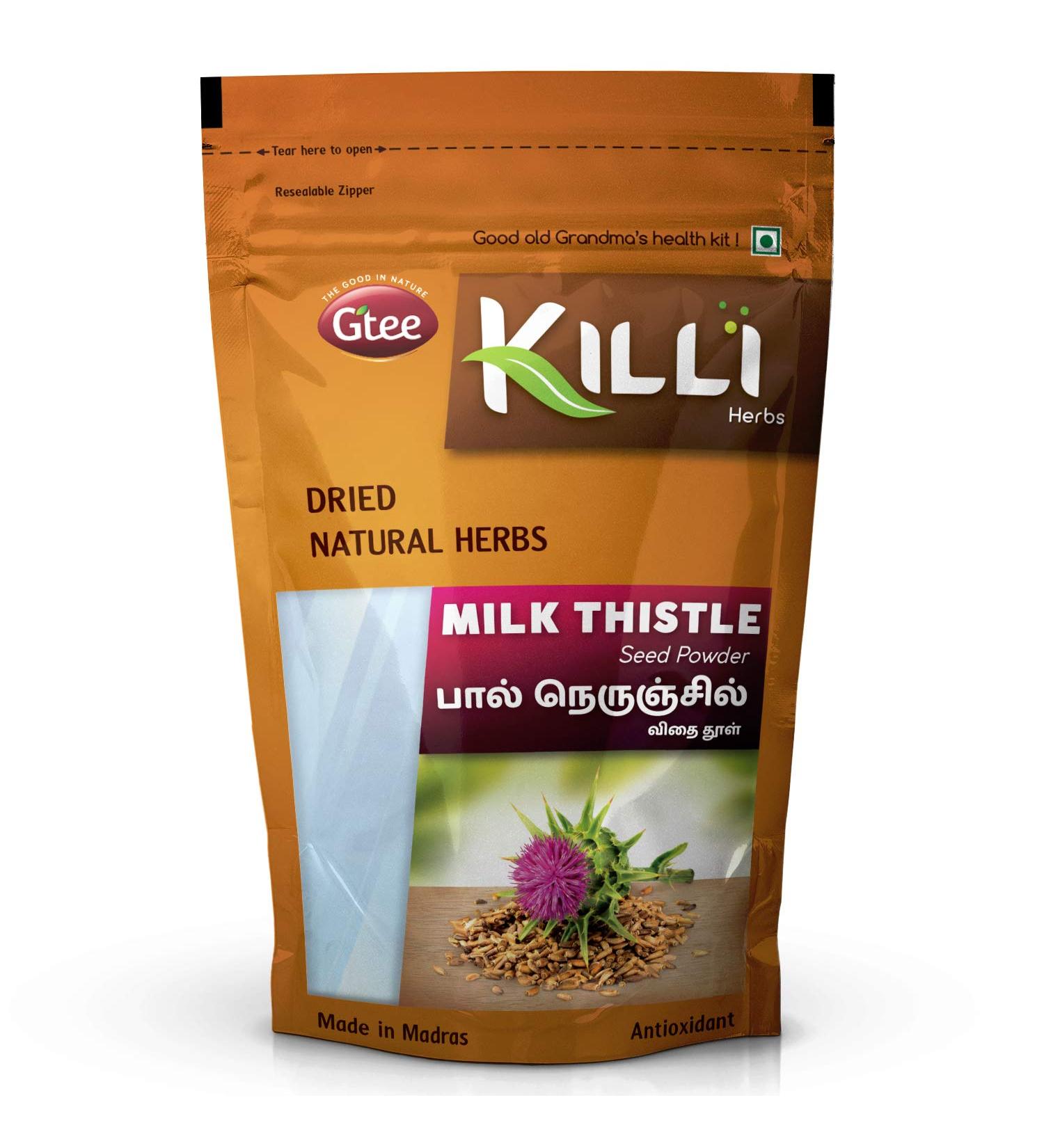 KILLI Milk Thistle | Paal Nerunjil | Silybum marianum Seed Powder 100g - Buy Online on GoSupps.com