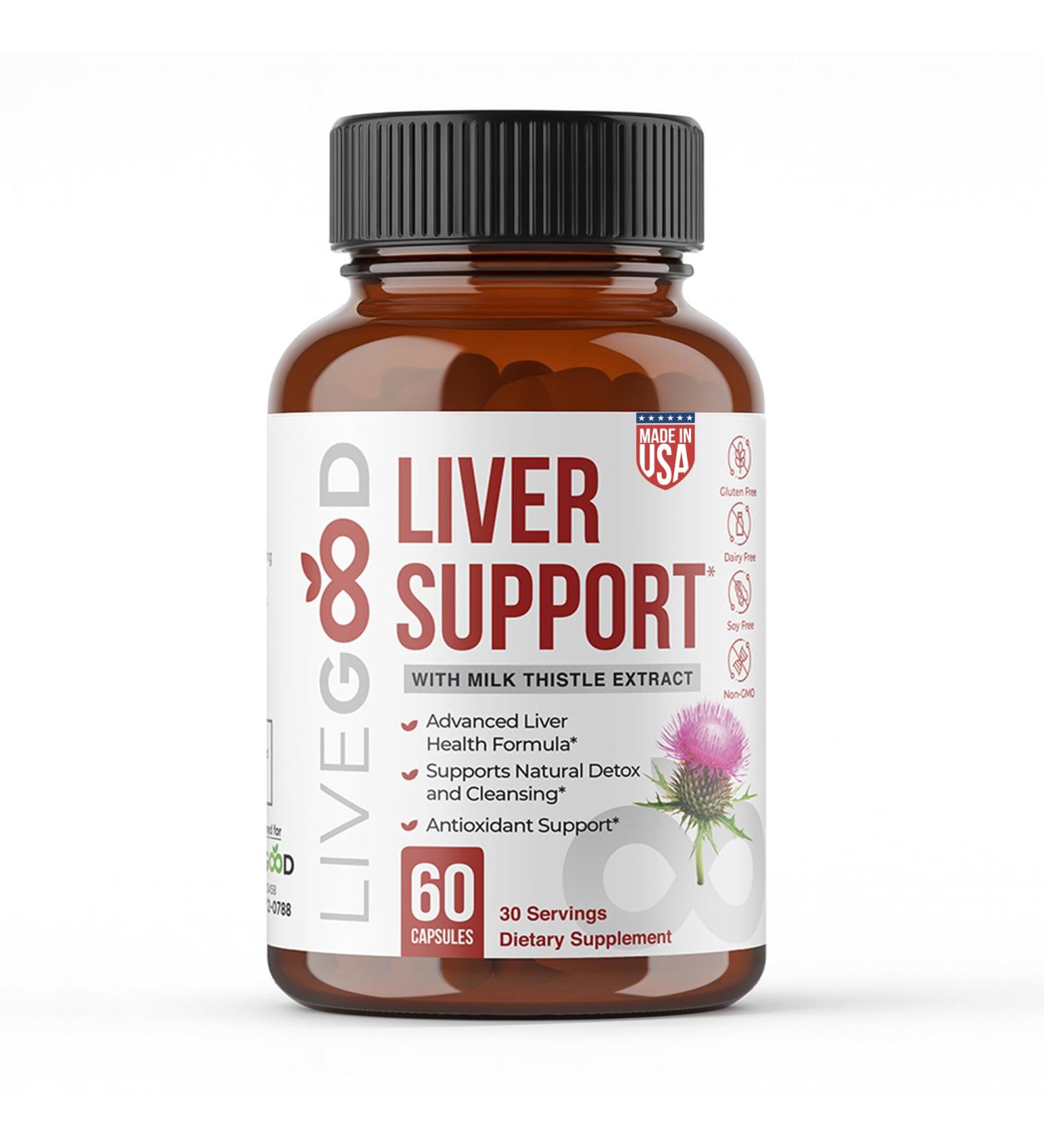 LIVEGOOD Liver Support Supplement for Liver Cleanse Detox Milk Thistle and Dandelion Root with Turmeric and Alpha Lipoic Acid for Overall Health (60 Count) - Buy Online on GoSupps.com