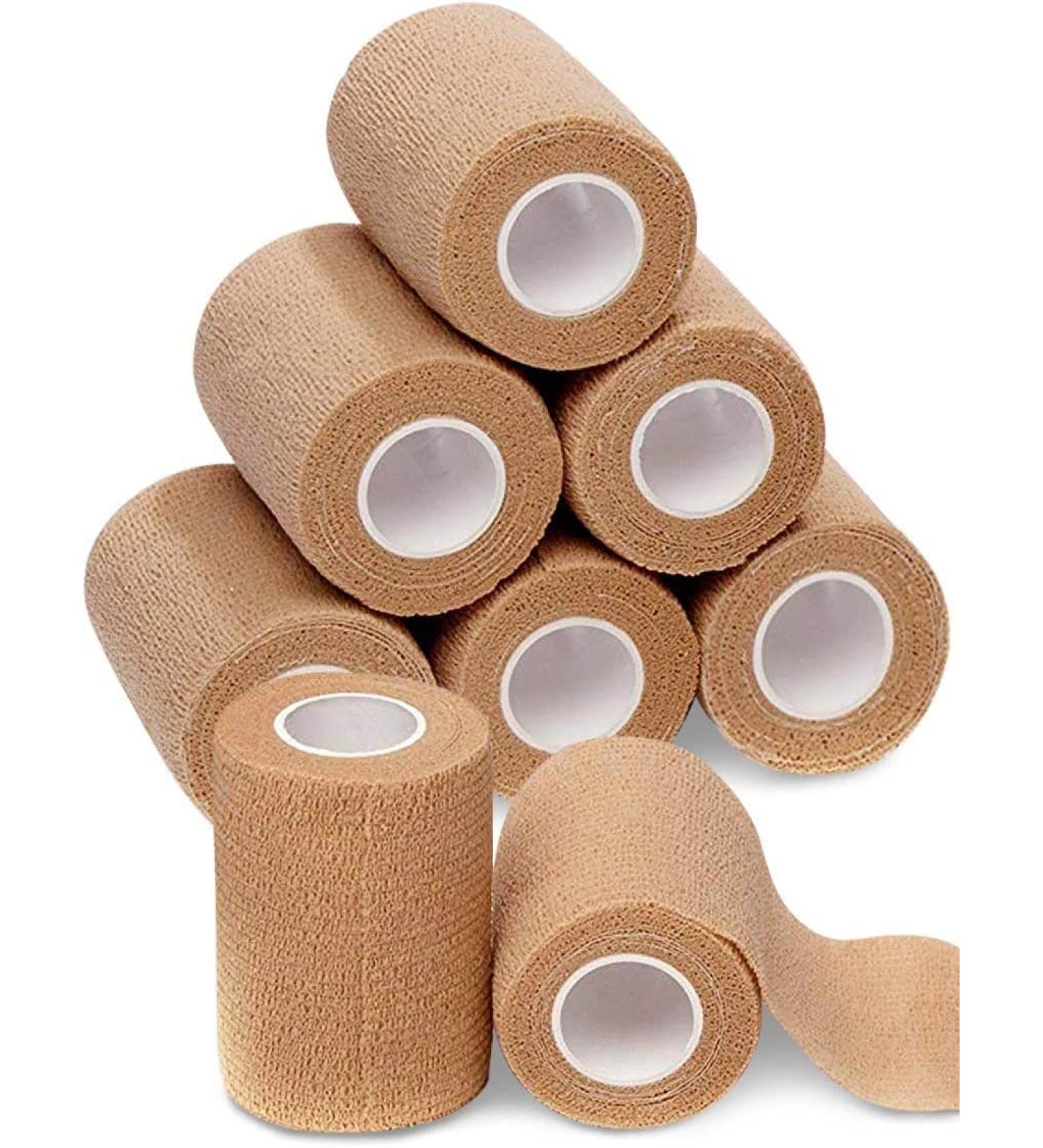 4-inch Self Adherent Cohesive Wrap Bandages (8 Pack) - Brown Athletic Tape for Hand, Wrist, and Ankle - Premium-Grade Medical Stretch Wrap - 5 yds Self Adhesive Bandage Wrap - Buy Online on GoSupps.com