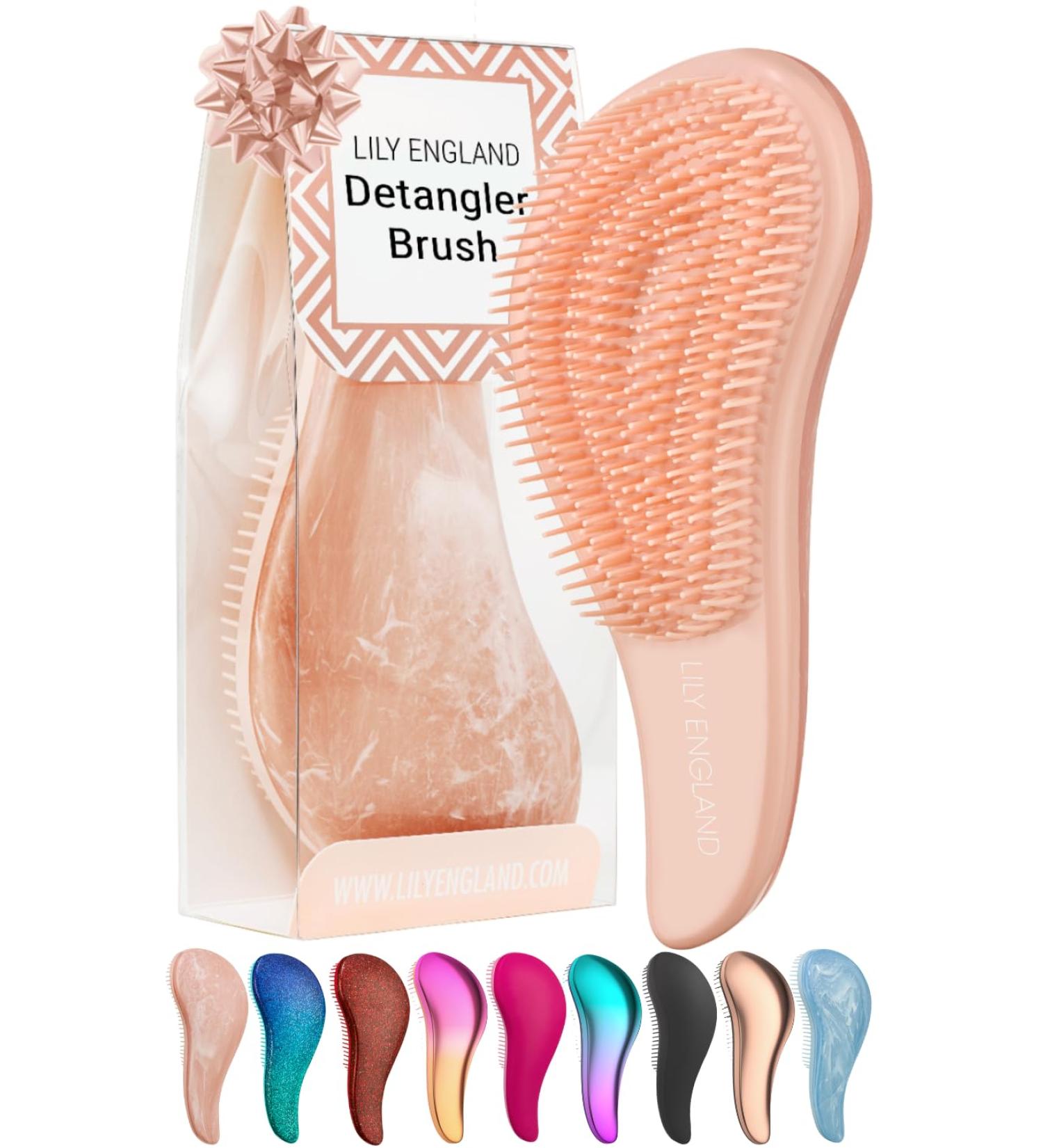Lily England Detangle Hair Brush - Gentle Detangling for Curly, Straight, Thick, or Natural Hair - Suitable for Kids, Women, and Toddlers - Flexible Bristles - Peach - Buy Online on GoSupps.com