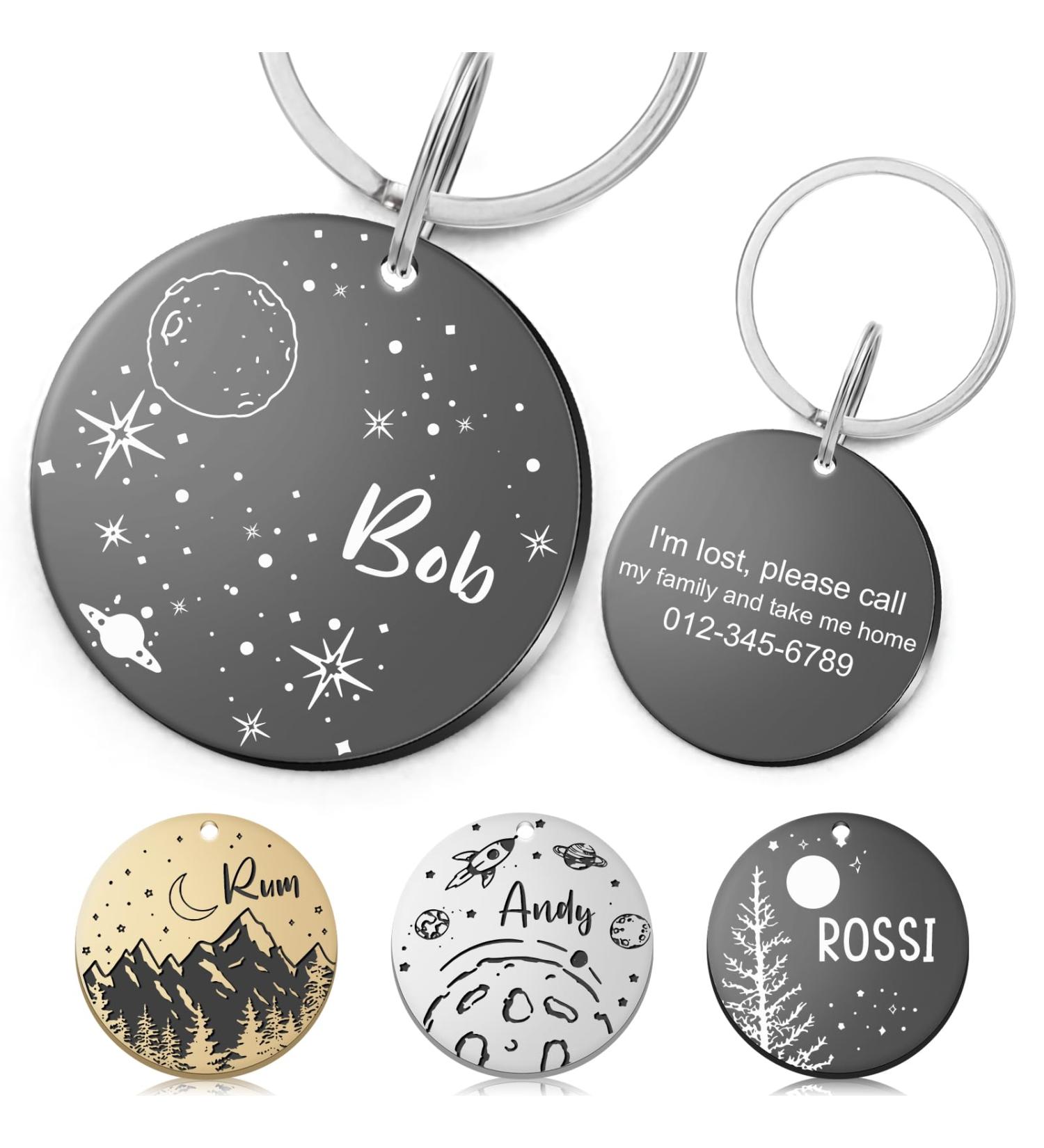 Personalized Kodinsiivous Dog Brand Tag - Engraved Stainless Steel Collar Rounder 30mm - Custom Name & Design for Dogs & Cats (Black) - Buy Online on GoSupps.com
