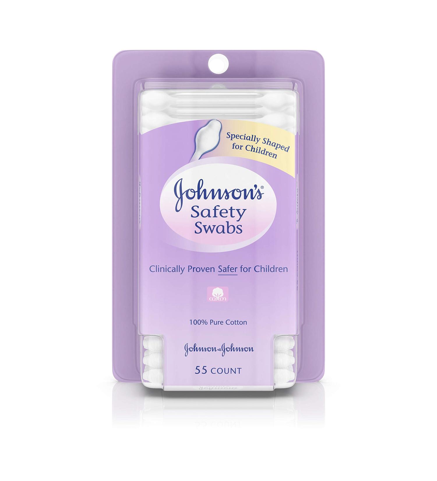 Johnson's Safety Ear Swabs for Babies & Children - Non-Chlorine Bleached Cotton - 55 ct - Buy Online on GoSupps.com