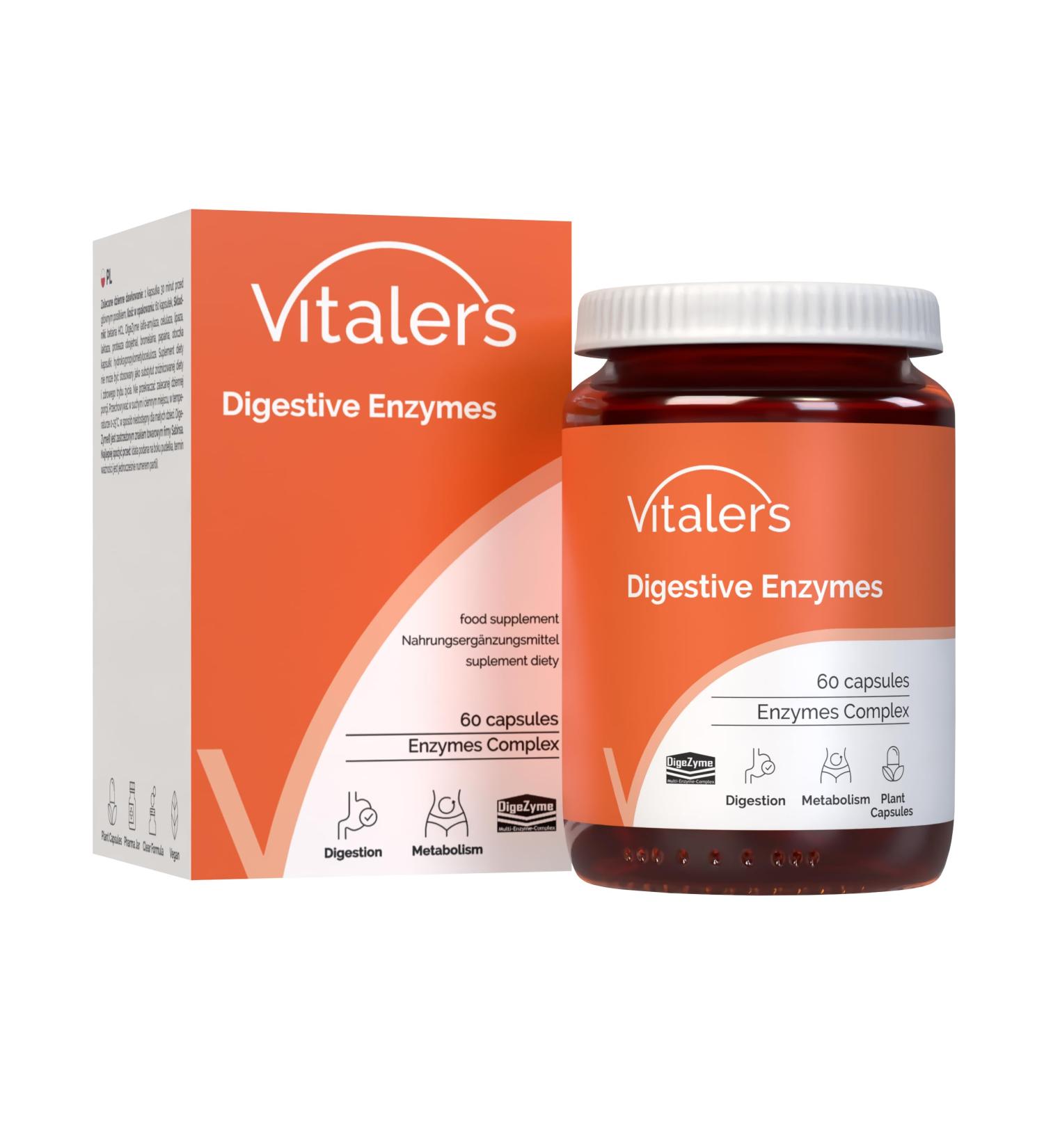  Vitaler's Digestive Enzymes - 60 Capsules Vegan 2 Month Supplement No Preservatives Pure Composition - Buy Online on GoSupps.com