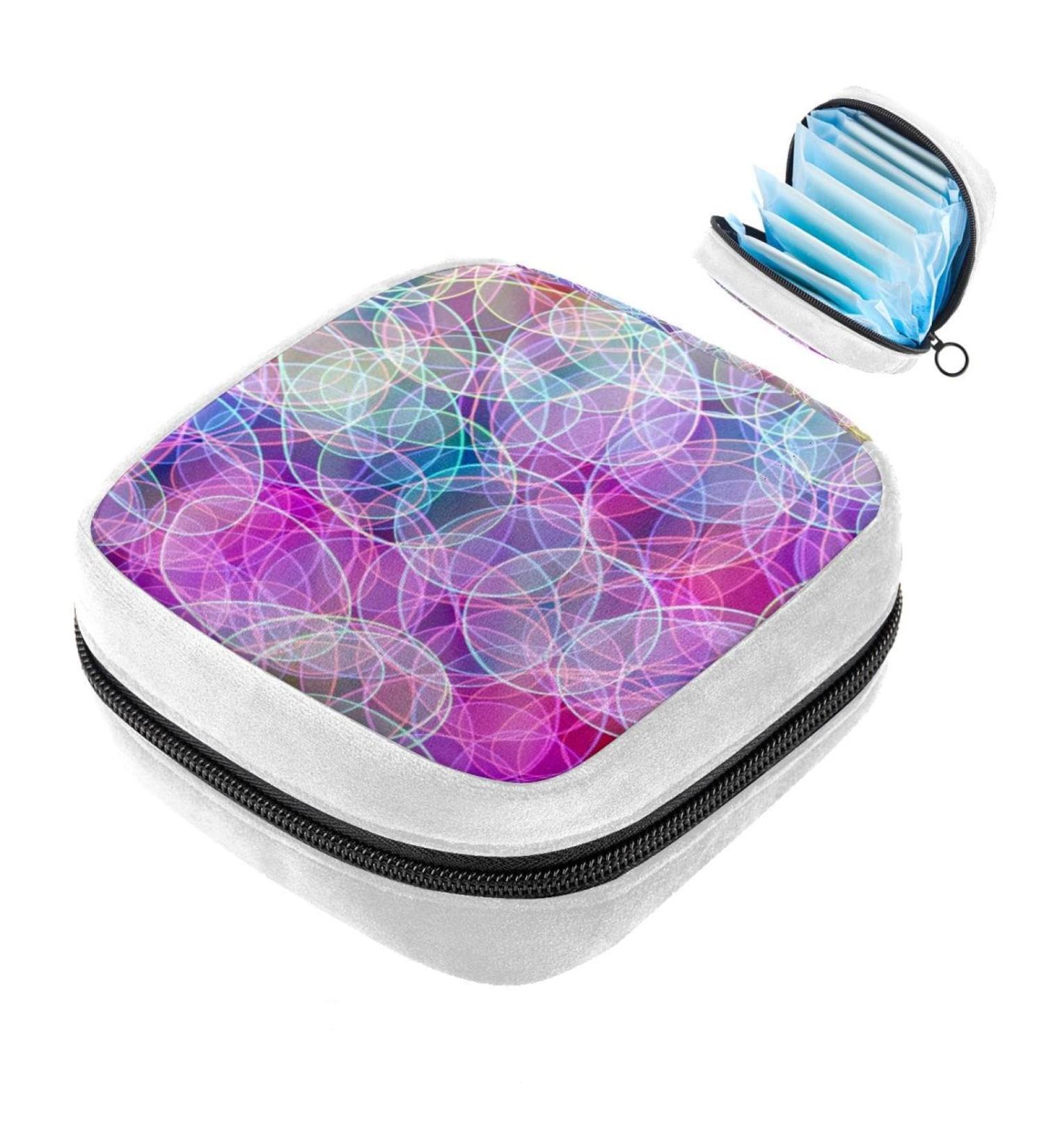 Colorful Art Circle Sanitary Napkin Storage Bag - Period & Tampon Makeup Pouch (Color4728) - Buy Online on GoSupps.com
