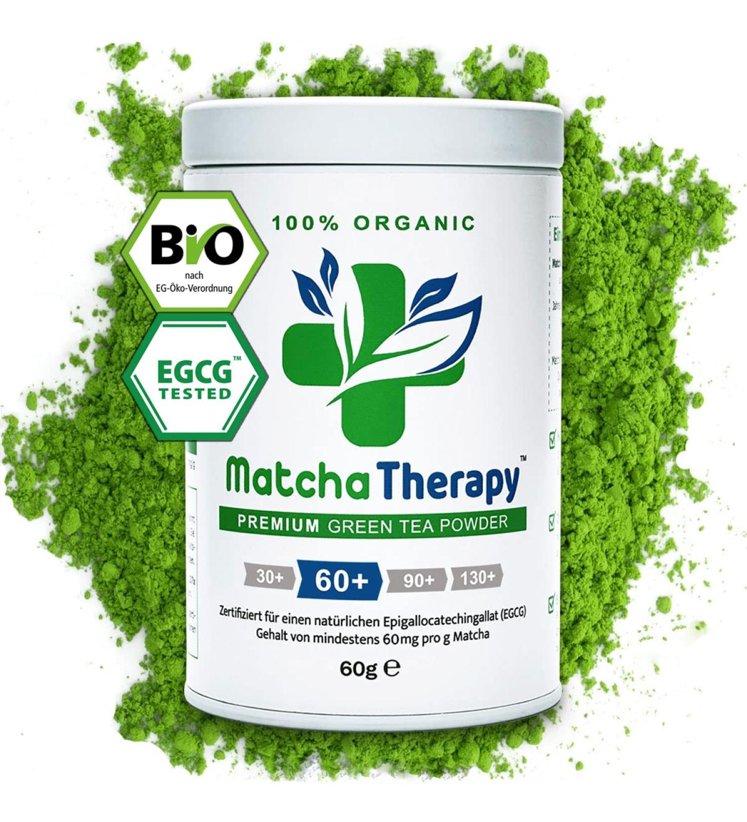 Matcia Therapy 60g | Premium Bio Matcha Tea Powder | 60mg/g EGCG | Boosts Immunity & Energy | Authentic Japanese Green Tea - Buy Online on GoSupps.com