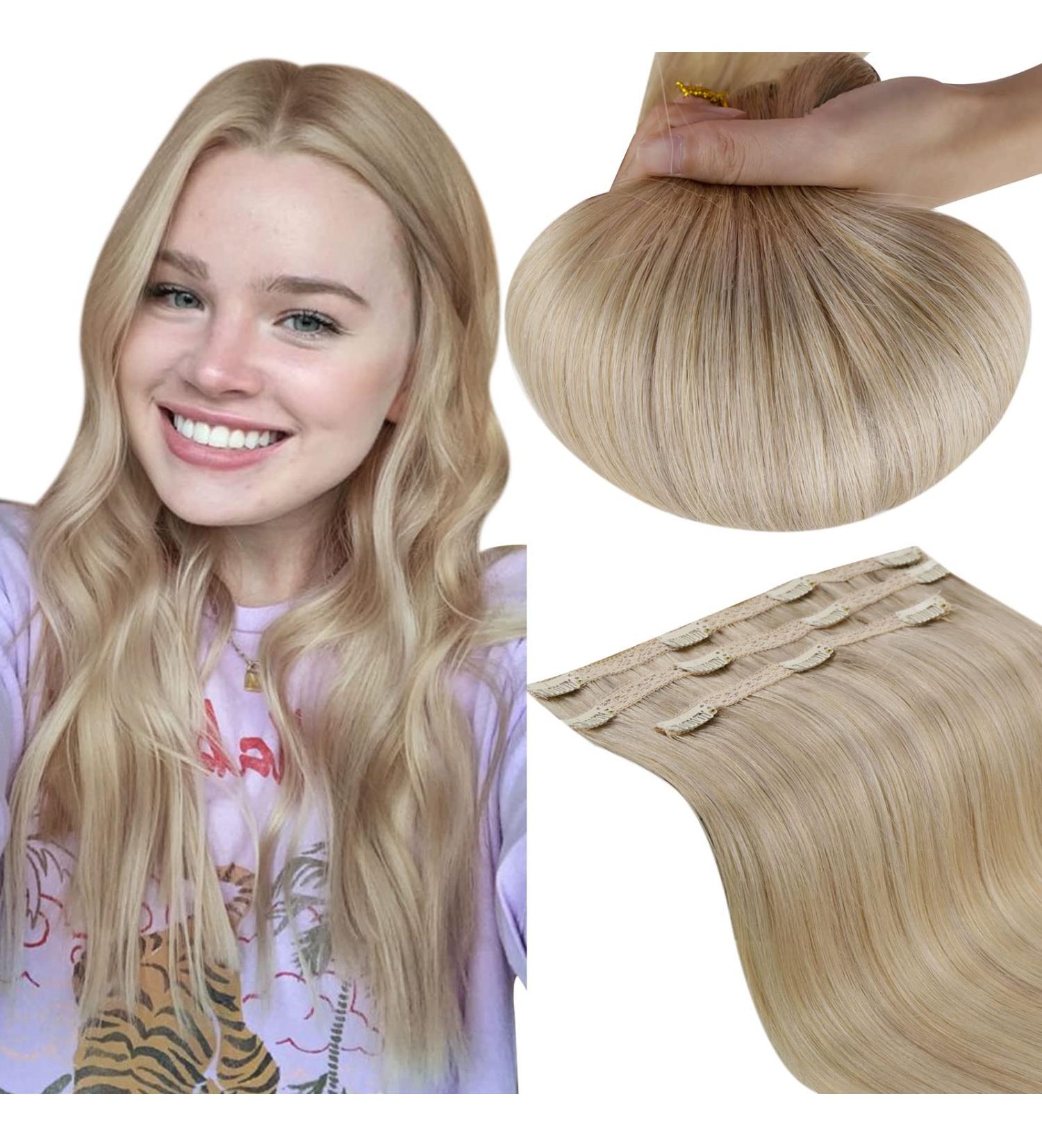 Runature Clip-In Extensions Real Hair - Dark Ash Blonde & Gold Blonde - 40cm (16 Inch) #16P22 - 50g 3 Piece Set - Quality Remy Hair - Buy Online on GoSupps.com