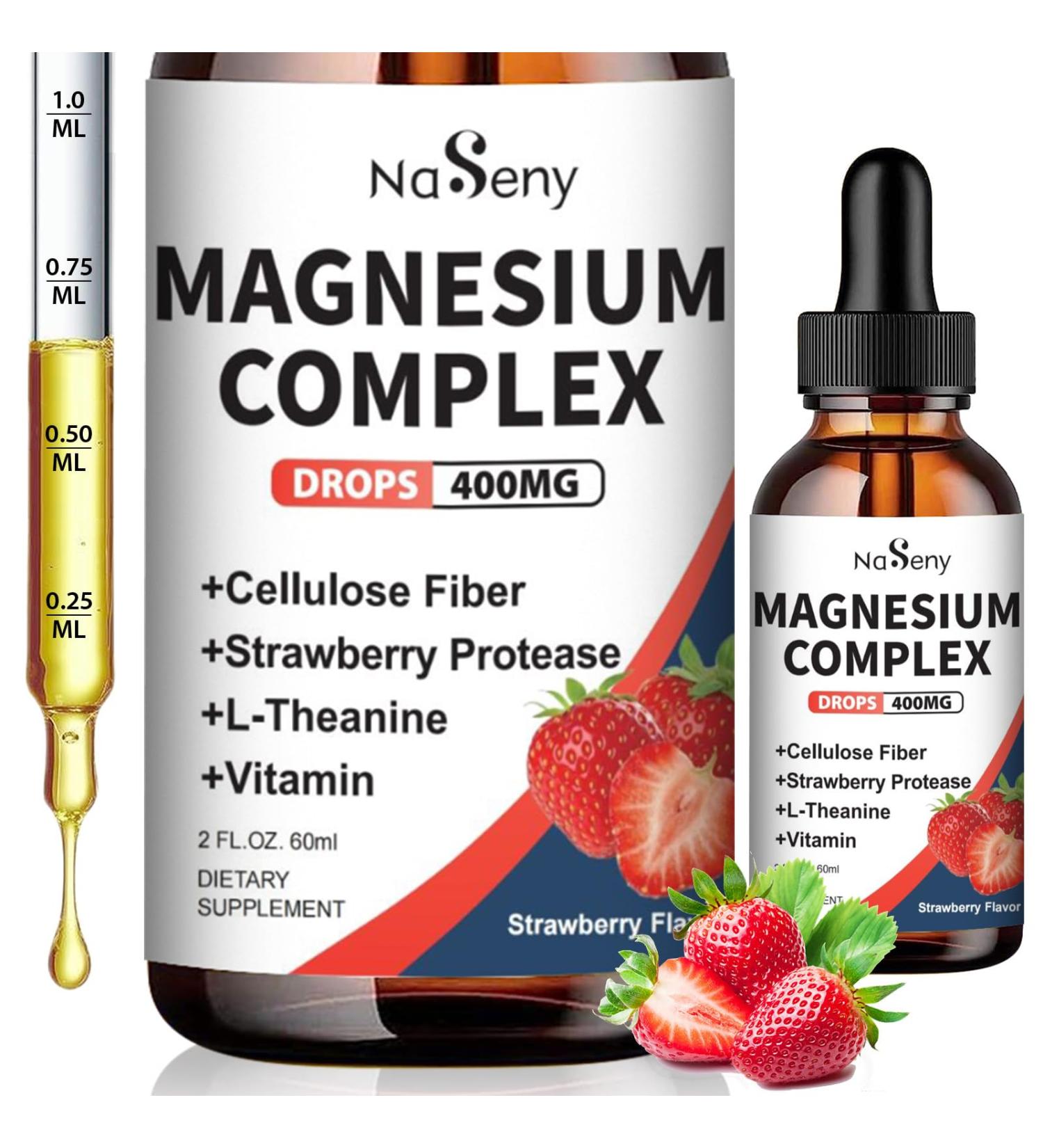 Magnesium Glycinate Liquid 400mg High Absorption Magnesium Complex supplemen with Vitamin B6 D C to Support Sleep Muscle Nerve Health Non-GMO Gluten Free Vegan (2 Fl Oz/Strawberry) Strawberry 2 Fl Oz (Pack of 1) - Buy Online on GoSupps.com