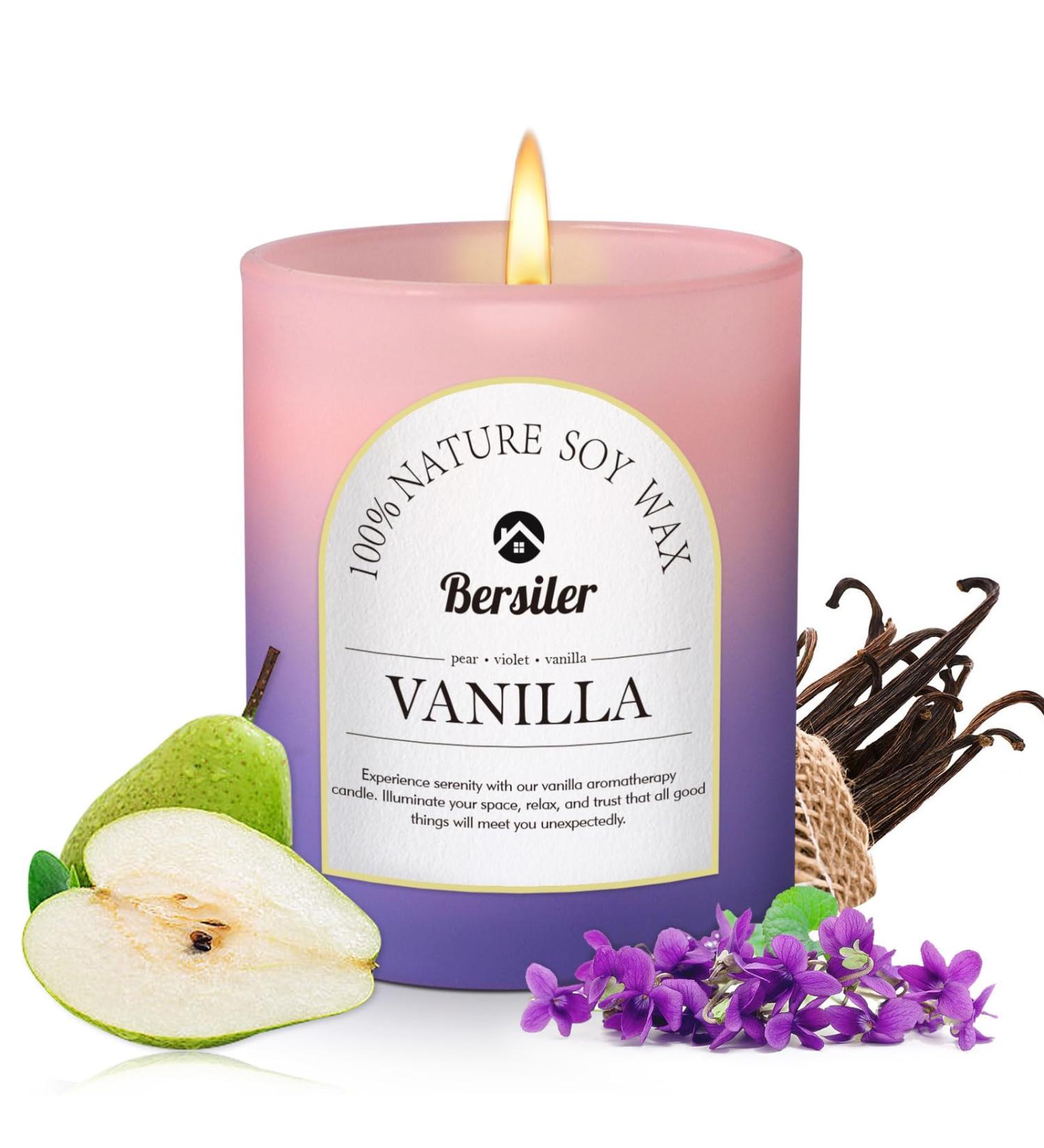 Scented Candles Gifts for Women - 5.3OZ Pear Violet & Vanilla | International Shipping Available - Buy Online on GoSupps.com