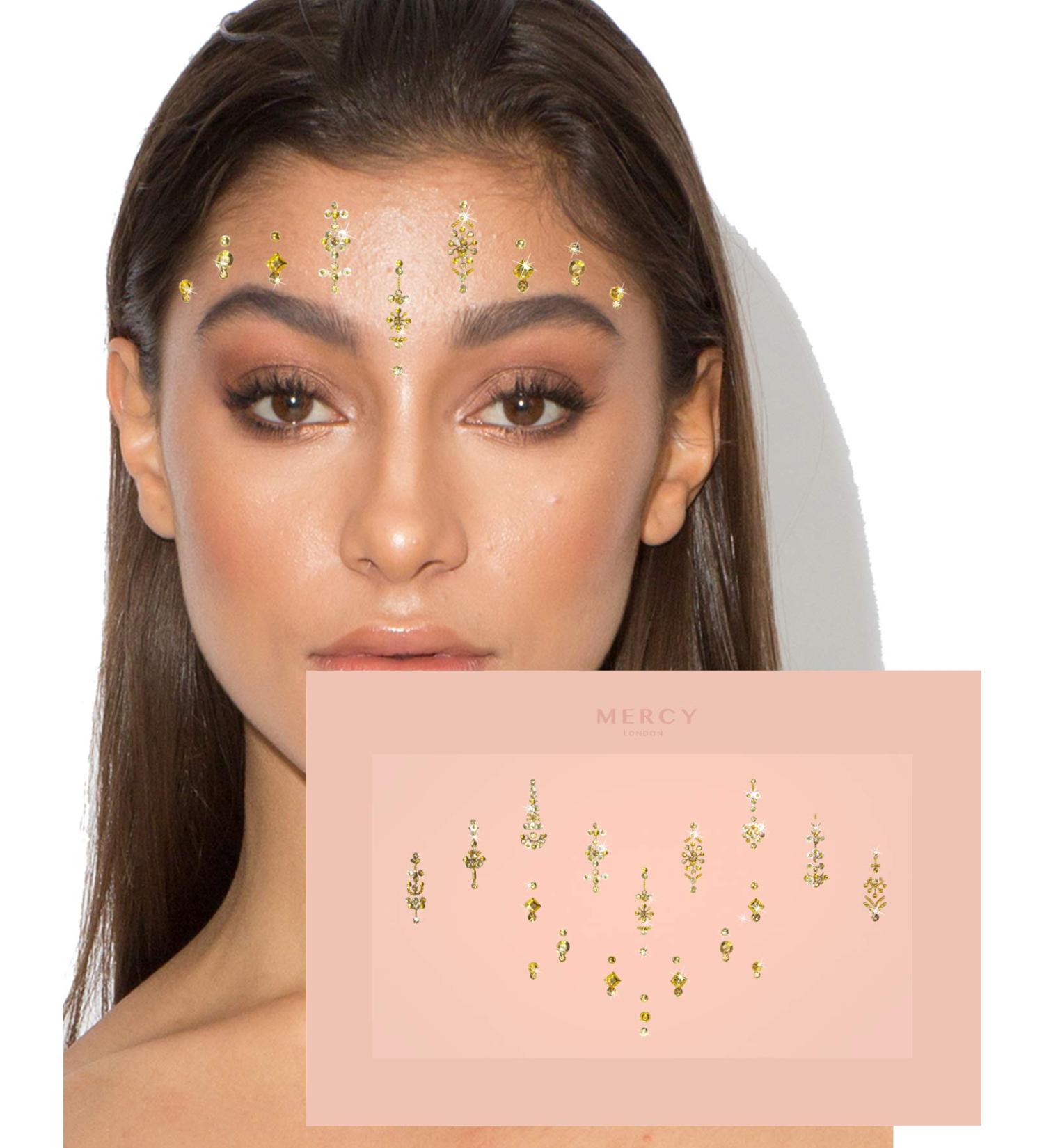 Priyanka Gold Bindis - Crystal Indian Bindi Face Jewels by MERCY LONDON | Bridal Gold Silver Multi Packet - Buy Online on GoSupps.com