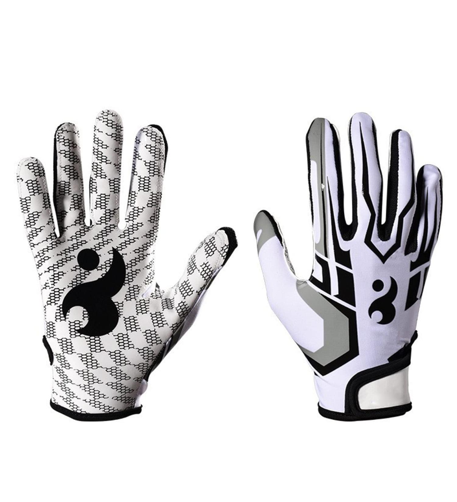 Sports gloves in American football look and silicone hoops for baseball