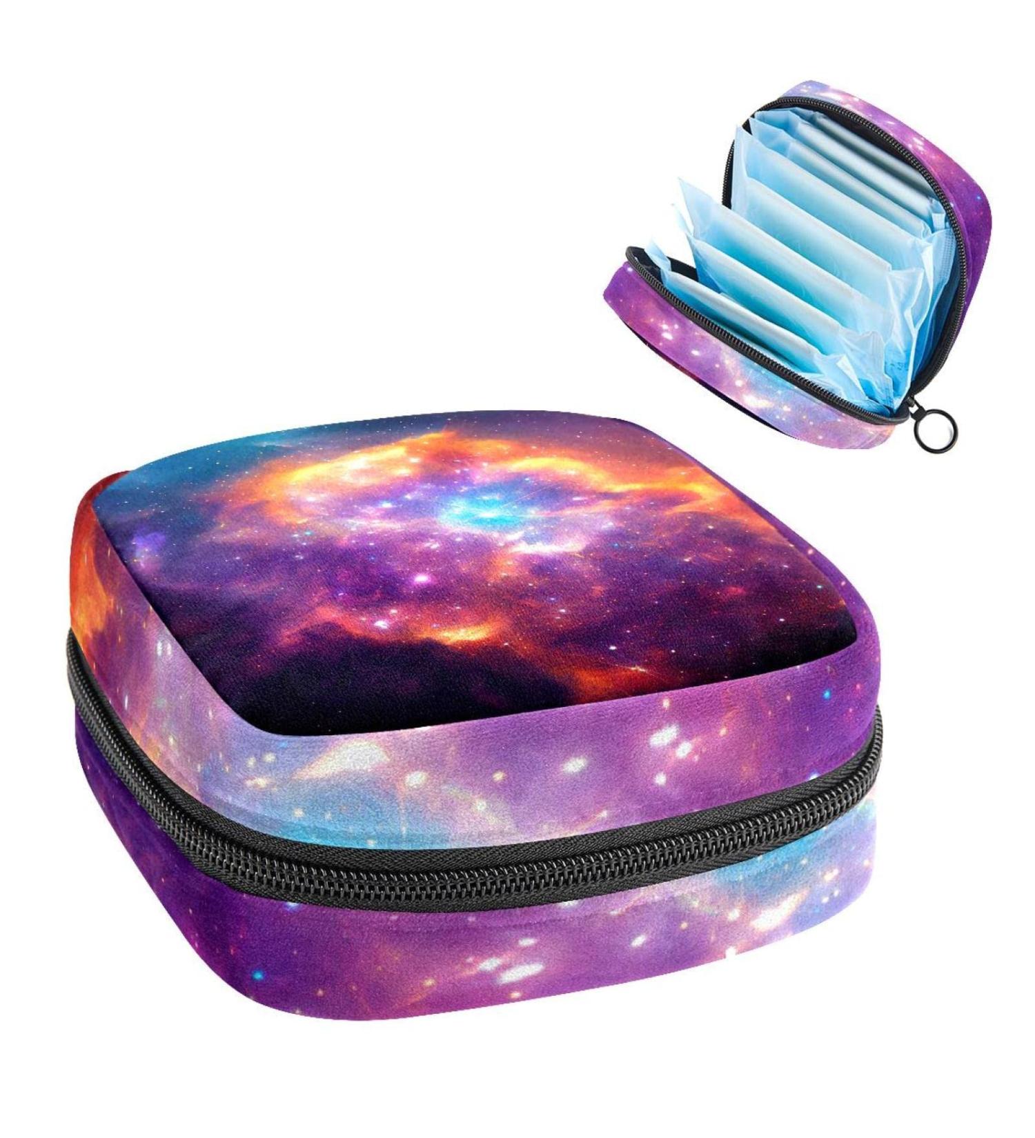Galaxy Nebula Sanitary Napkin Storage Bag | Portable Menstrual Cup & Tampon Holder for Women & Teens | Colorful Breastfeeding Insert Pocket - 1 Piece - Buy Online on GoSupps.com