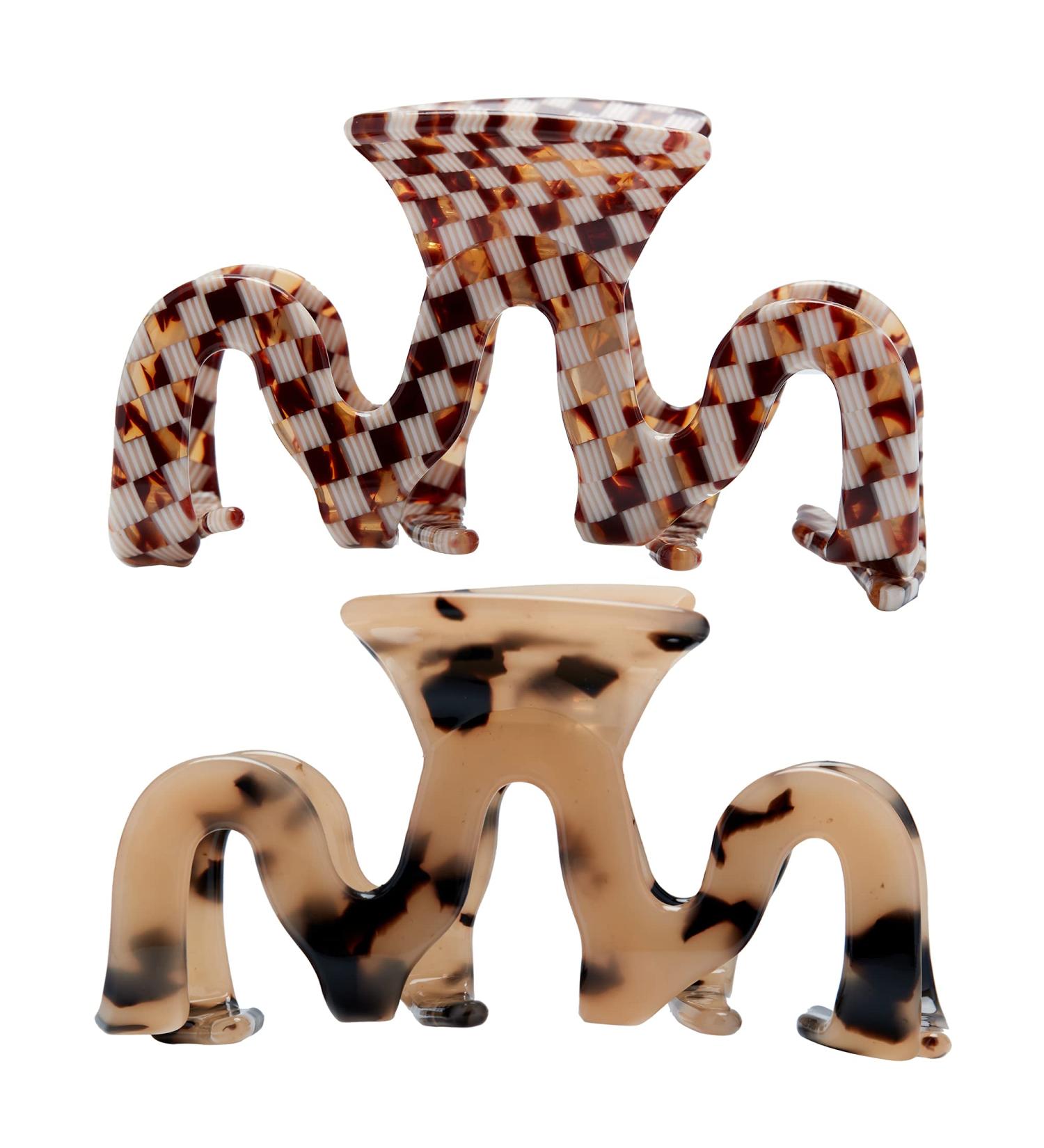 Large Tortoise Shell Claw Clips 3.5 Inch - Checkered French Design Hair Jaw Clamp for Women - 2 Pack - Buy Online on GoSupps.com