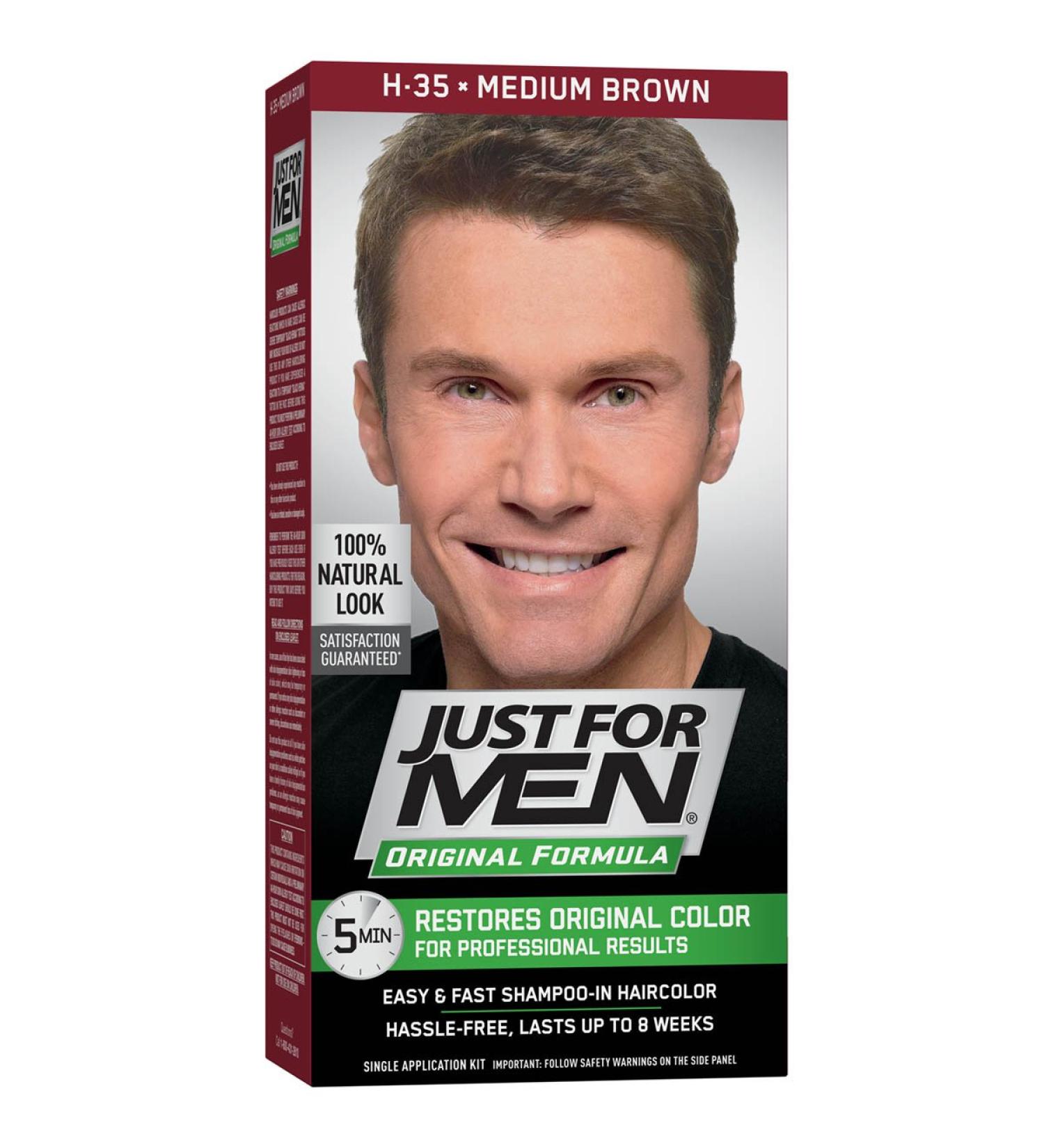JUST FOR MEN Hair Color Medium Brown 35 - Long-Lasting Grey Coverage for Men | International Shipping Available - Buy Online on GoSupps.com