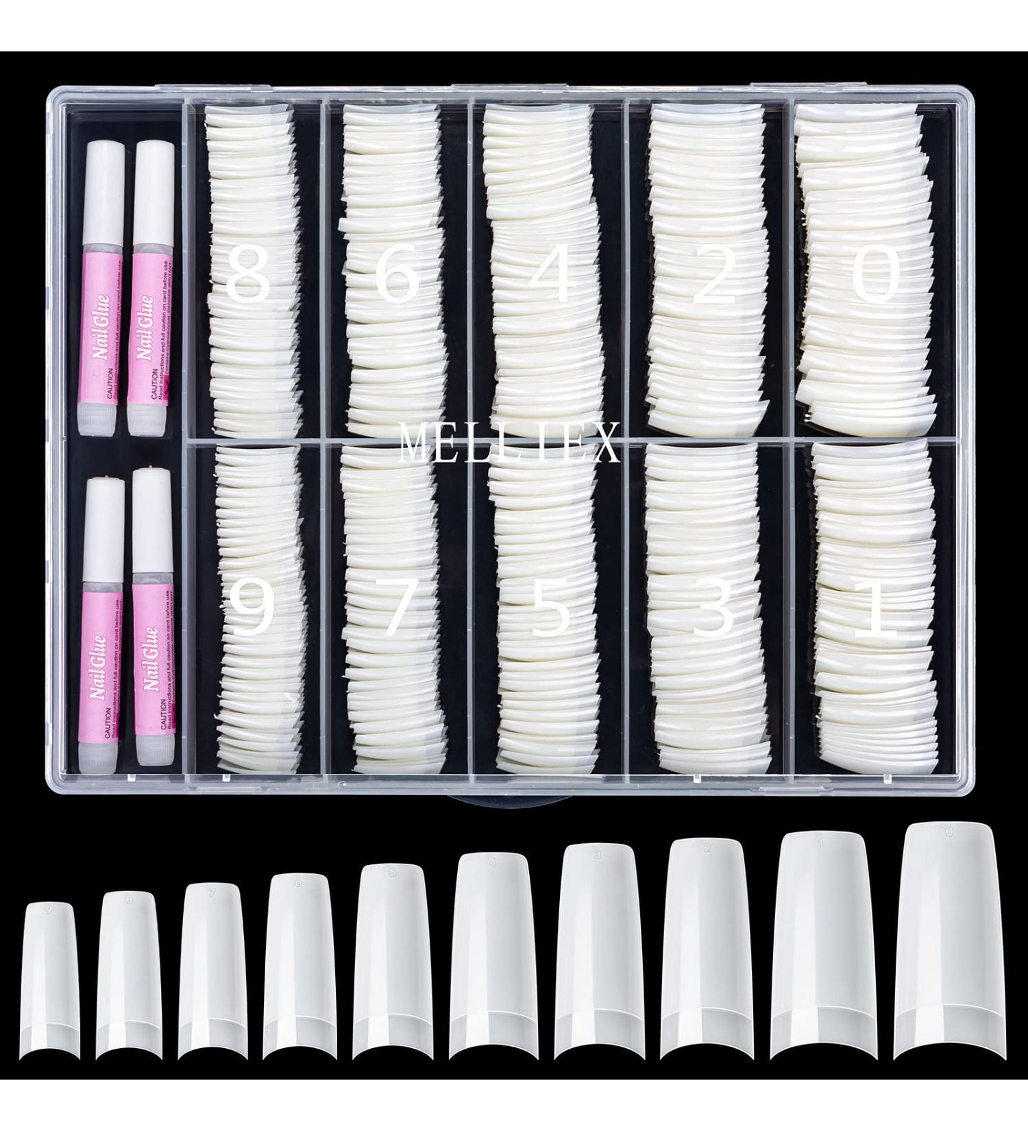 500 Pieces French Artificial Nail Tips Set - False Acrylic Nails with 4 Glue Tubes for DIY Nail Design - Perfect for Extensions & Natural Looks - Buy Online on GoSupps.com