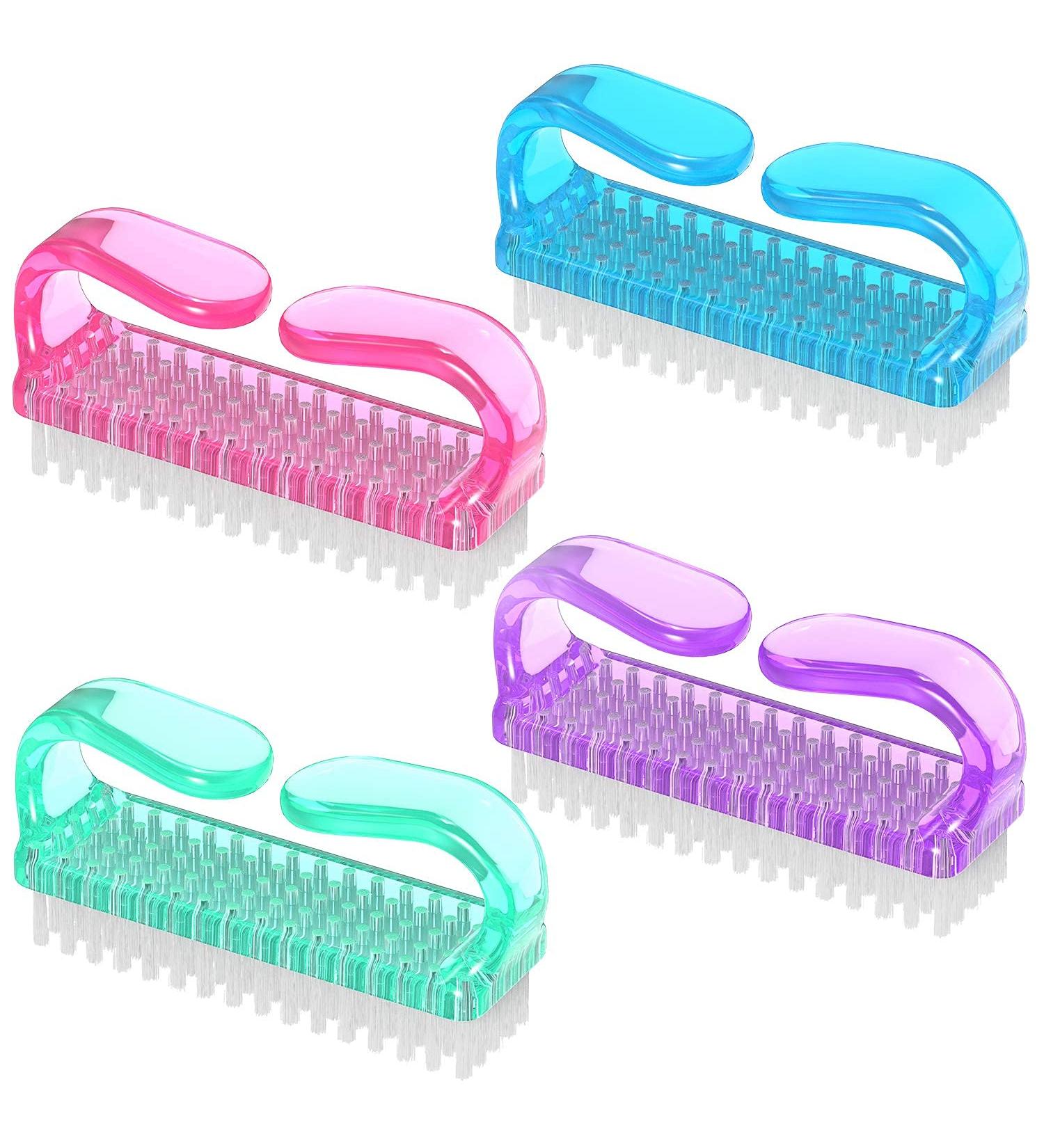 4 Pcs Nail Cleaning Brush Larbois Plastic Handle Scrubbing Brush Eco Friendly Fingernail Brush with Soft Bristles Nail Manicure Dust Brush for Hand Toes Nail Home Garden Salon use Color-1-(4 Pack) - Buy Online on GoSupps.com