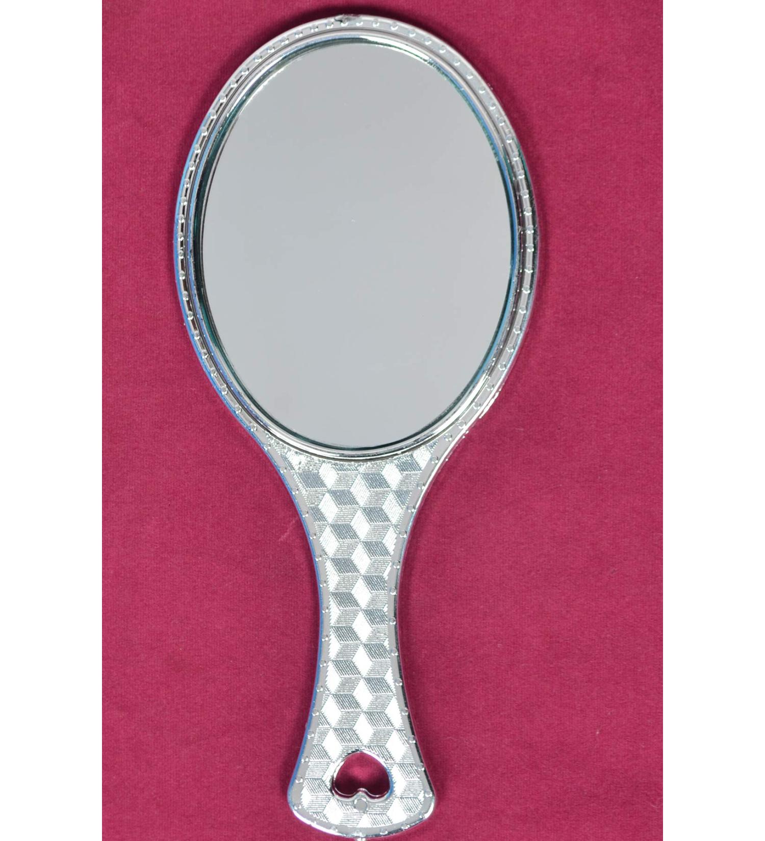 Garden Of Arts Silver Handheld Salon Barbers Hairdressers Oval Mirror with Grip Handle
