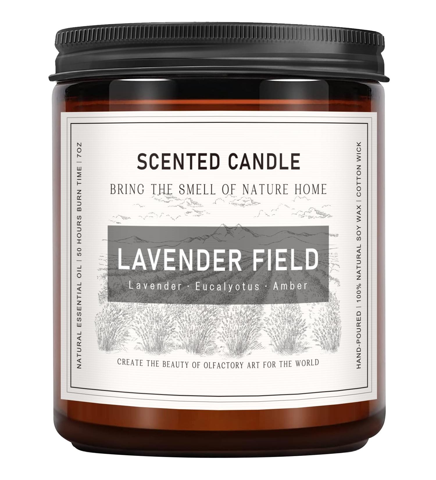 Lavender Candle - 7oz Soy Aromatherapy Candle | Long Lasting Scented Amber Jar | Perfect Gift for Women - Buy Online on GoSupps.com