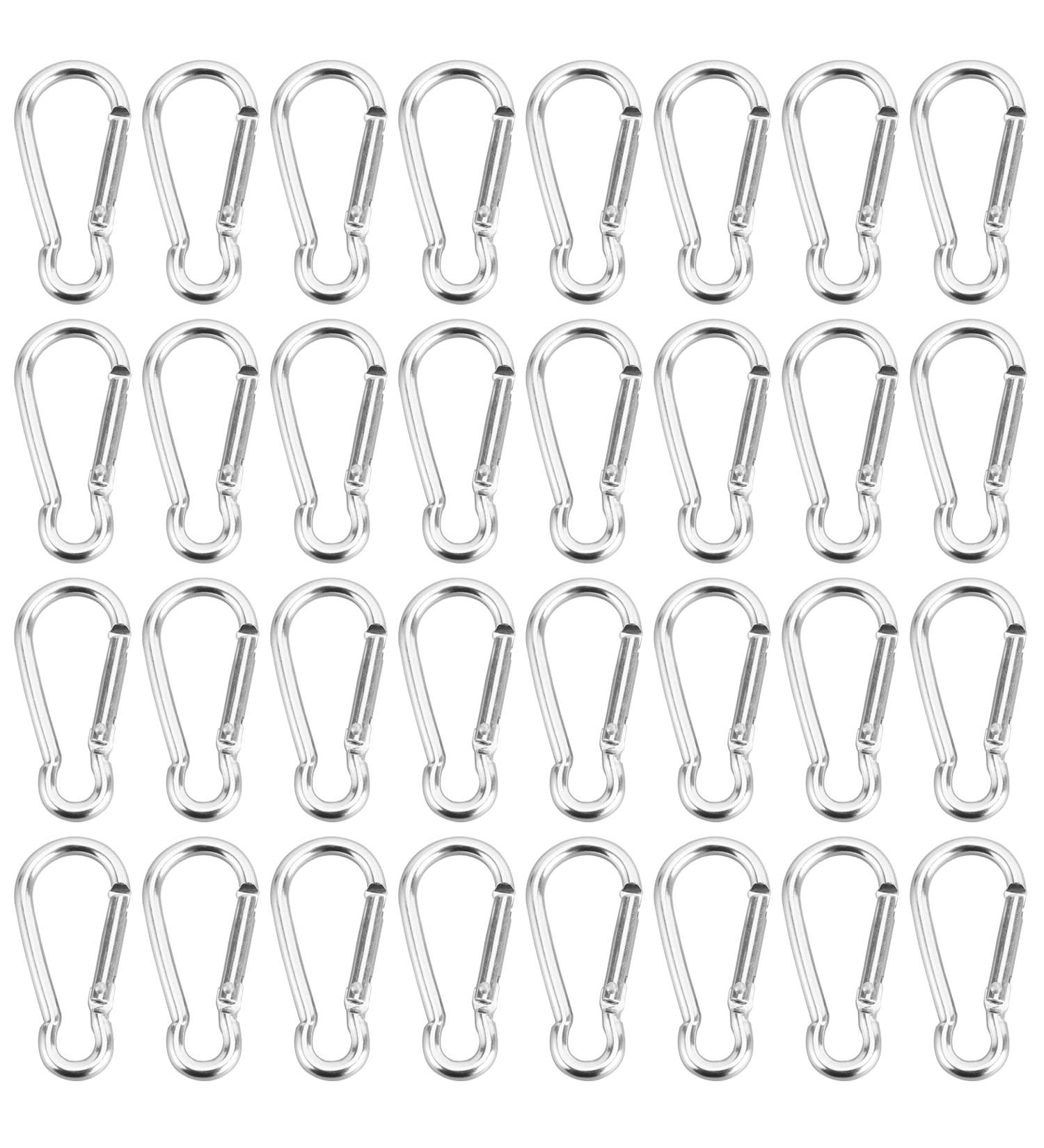 50 Mini Aluminum Carabiner Clips - Bulk Pack for Camping Hiking & Travel - Silver Key Ring Hooks - Buy Online on GoSupps.com