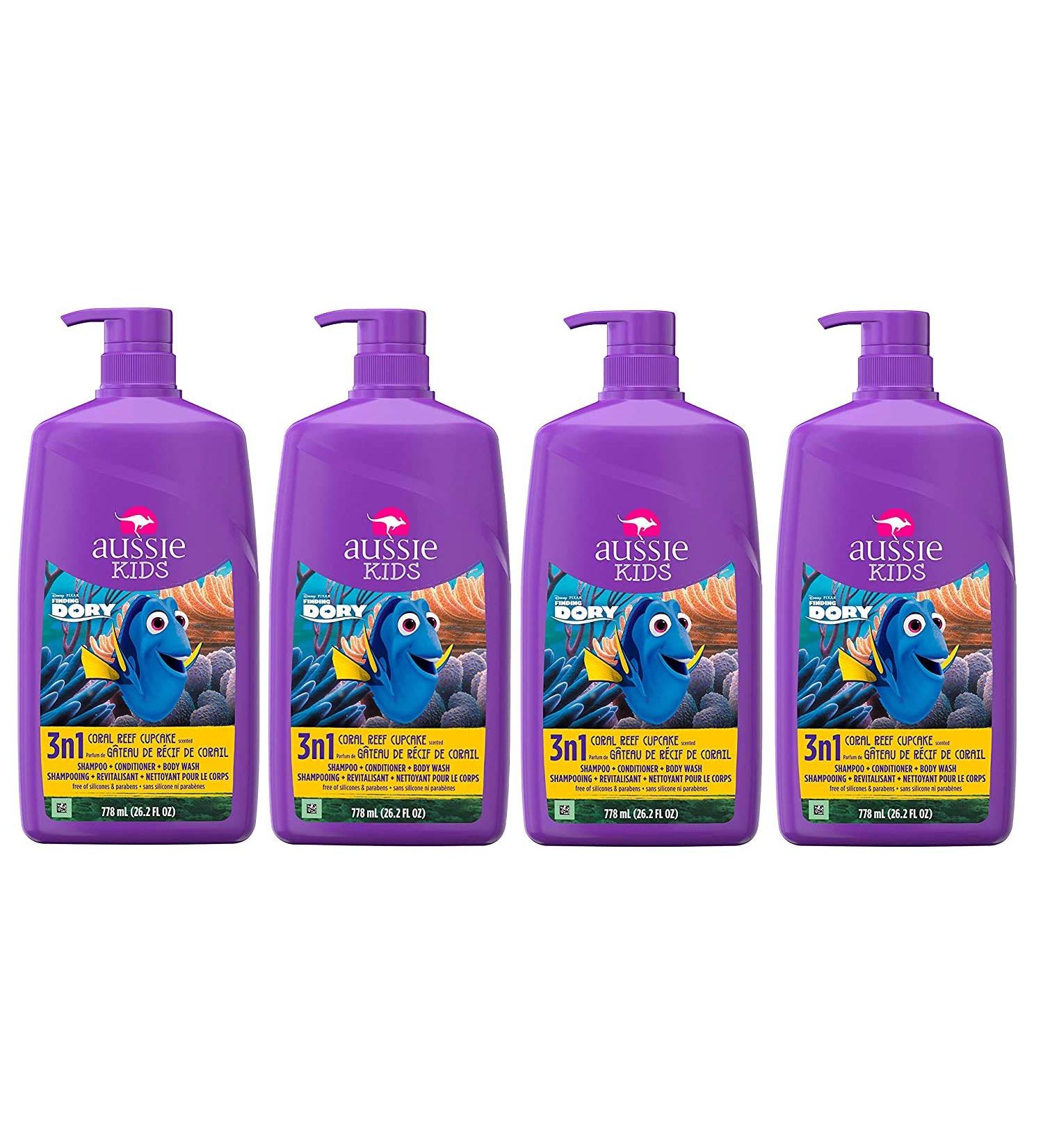 Aussie Kids Coral Reef Cupcake 3-In-1 Shampoo, Conditioner & Body Wash 4-Pack - 778mL - Buy Online on GoSupps.com