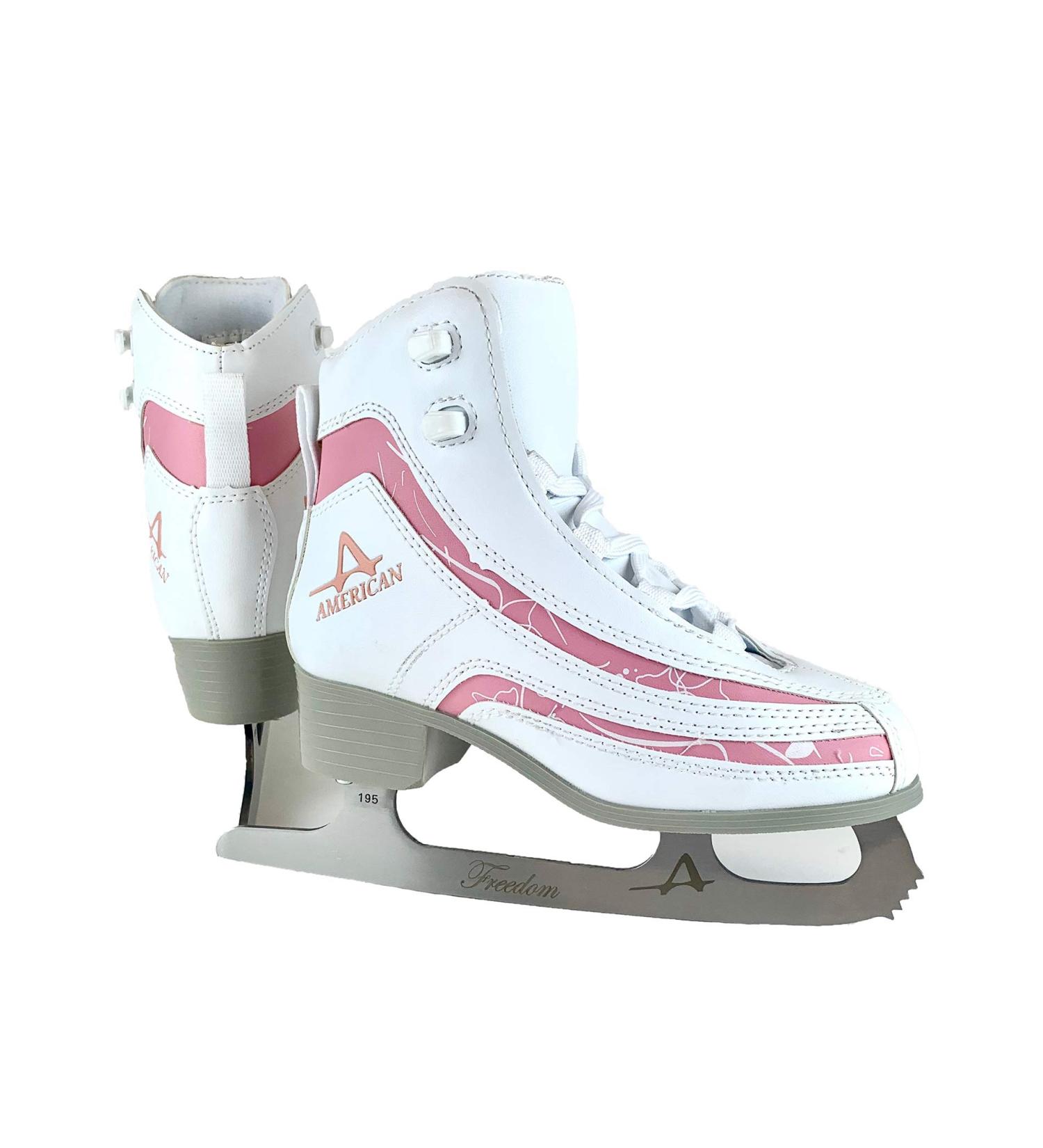 American Athletic Shoe Girl's Soft Boot Ice Skates - Size 3.0 White/Pink Trim - Buy Online on GoSupps.com