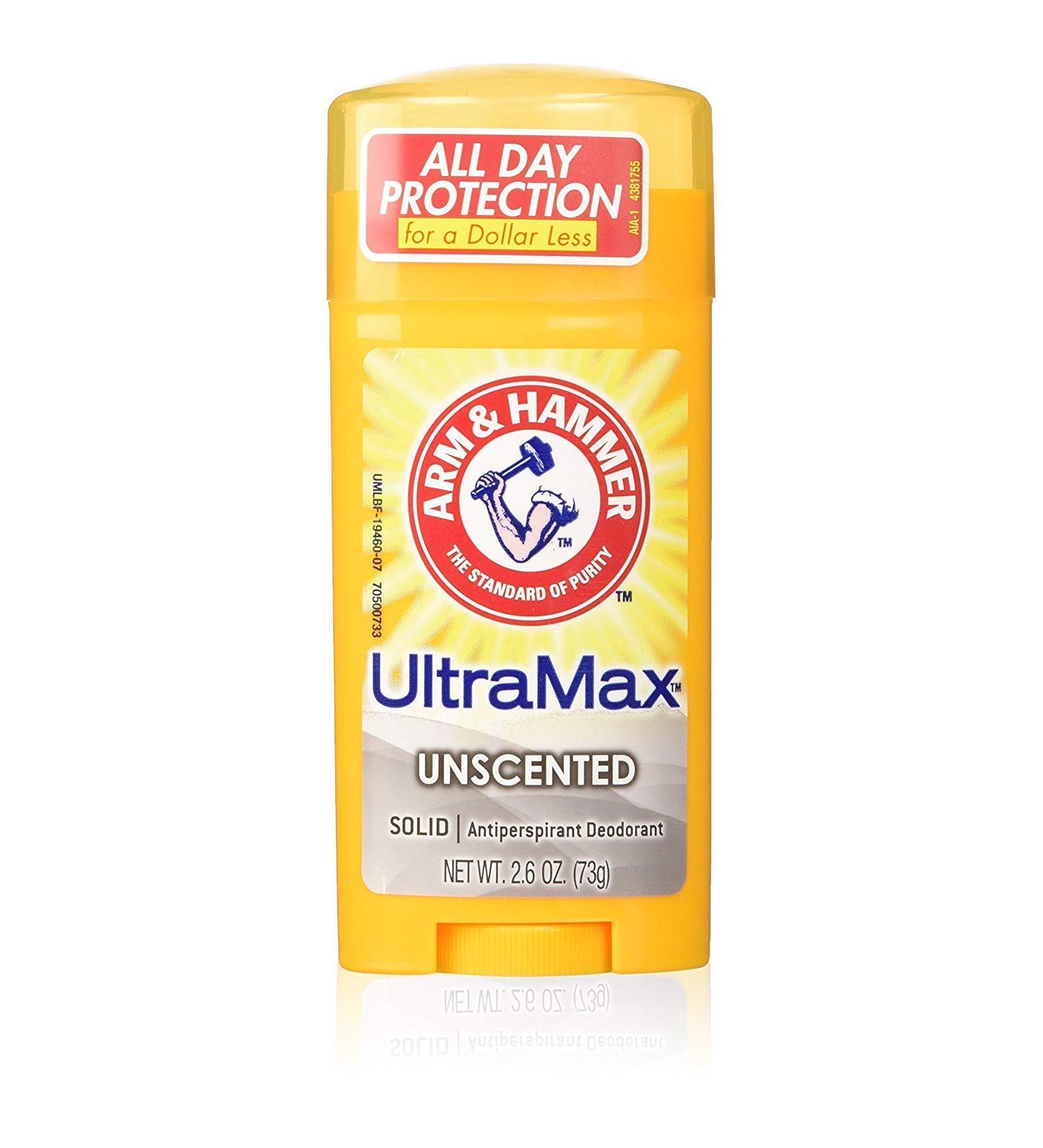 ARM & HAMMER ULTRAMAX Anti-Perspirant Deodorant Solid Unscented 2.60 oz (Pack of 4) 2.6 Ounce (Pack of 4)