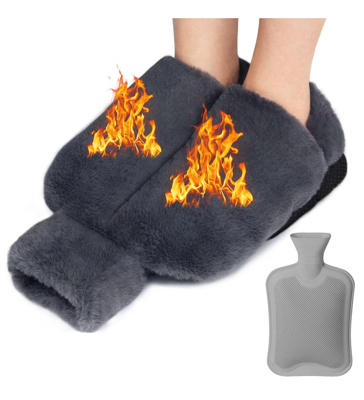 Electricity-Free Foot Warmer | 2L Heated Foot Bottle | Super Soft Winter Heating Mat for Cold Feet - Gray 38x32cm - Buy Online on GoSupps.com