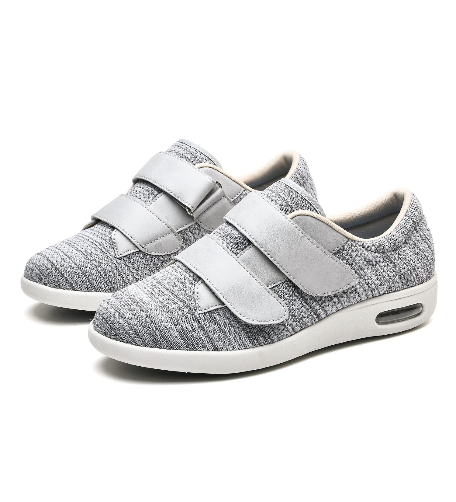 MEJORMEN Women's Diabetic Shoes 6.5 Light Gray | Adjustable Straps, Lightweight, Breathable Sneakers for Swollen Feet, Edema, Bunions, Plantar Fasciitis - Buy Online on GoSupps.com