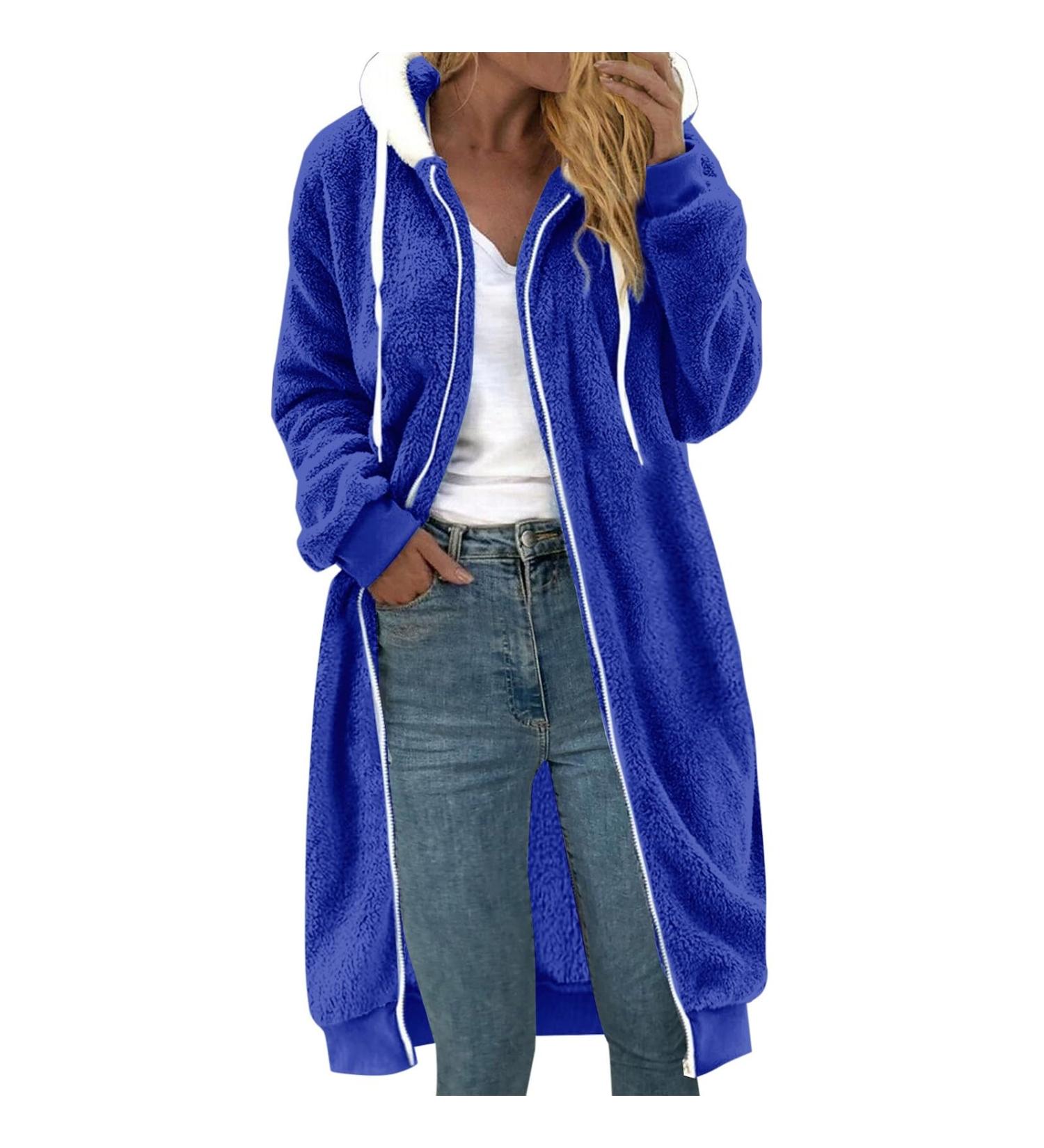 Hanxiulin Oversized Plush Jacket for Women - Warm Lined Fleece Cardigan Windproof Winter Coat in Multiple Color Variants Sizes Up to 4XL - Buy Online on GoSupps.com