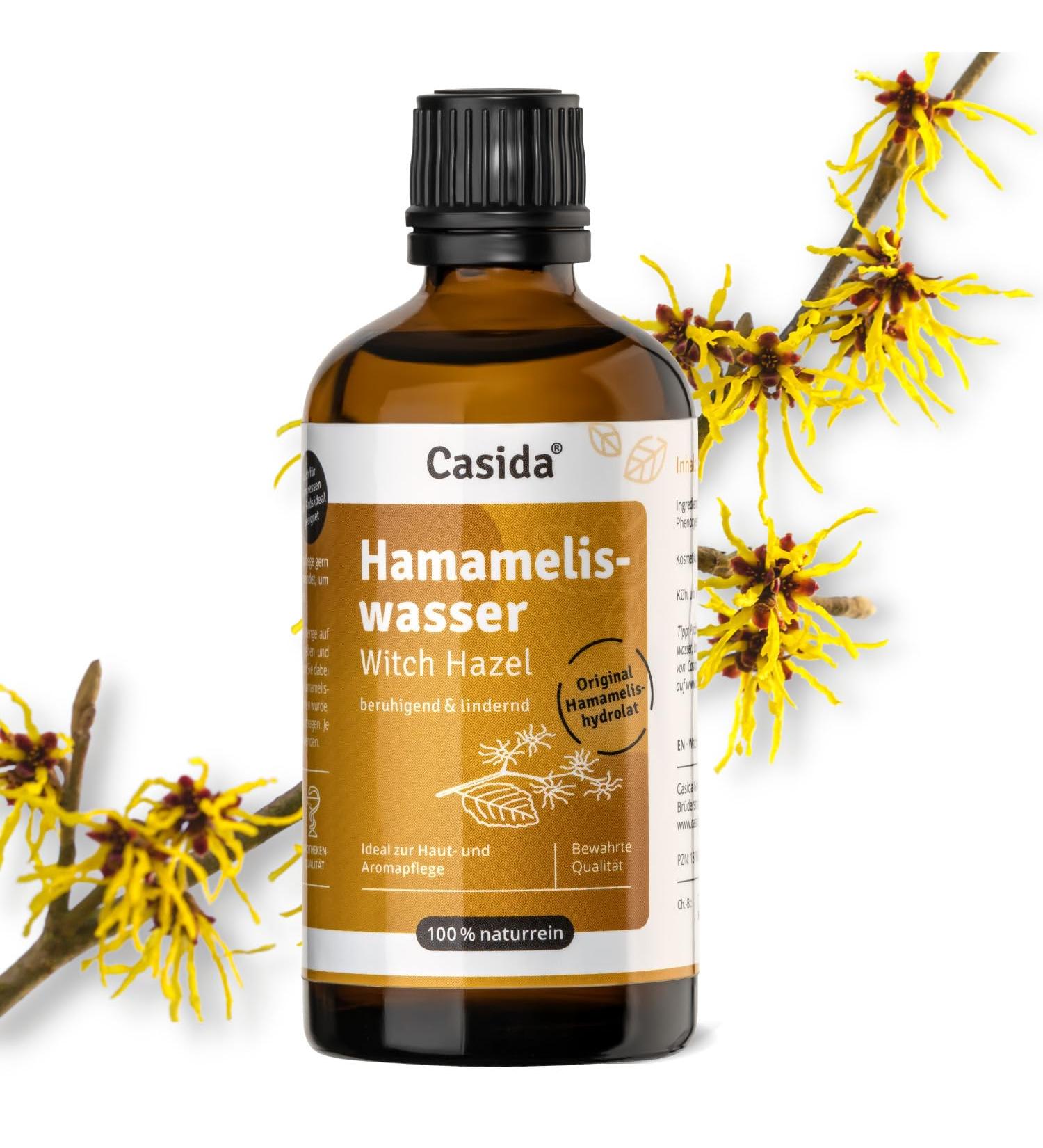 Casida Witch Hazel Water - herbal tonic water - for the face natural clarifying and soothing effect for combination skin - pharmacy quality - 100 ml - Buy Online on GoSupps.com