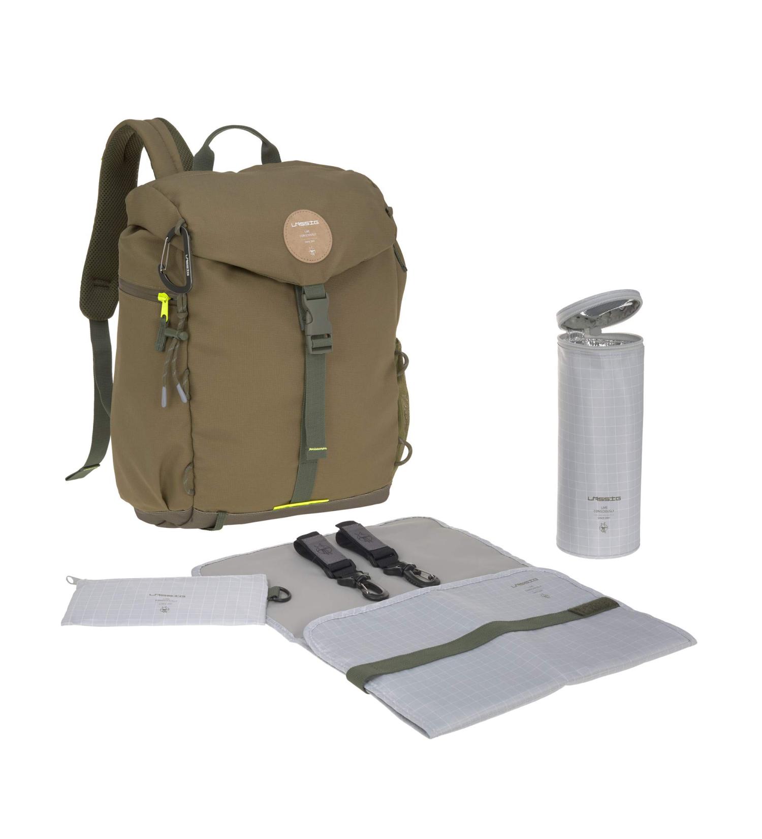 Casual Olive Baby Diaper Backpack with Diaper Pad Stroller Attachment & Bottle Warmer - Water Repellent Outdoor Gear - Buy Online on GoSupps.com