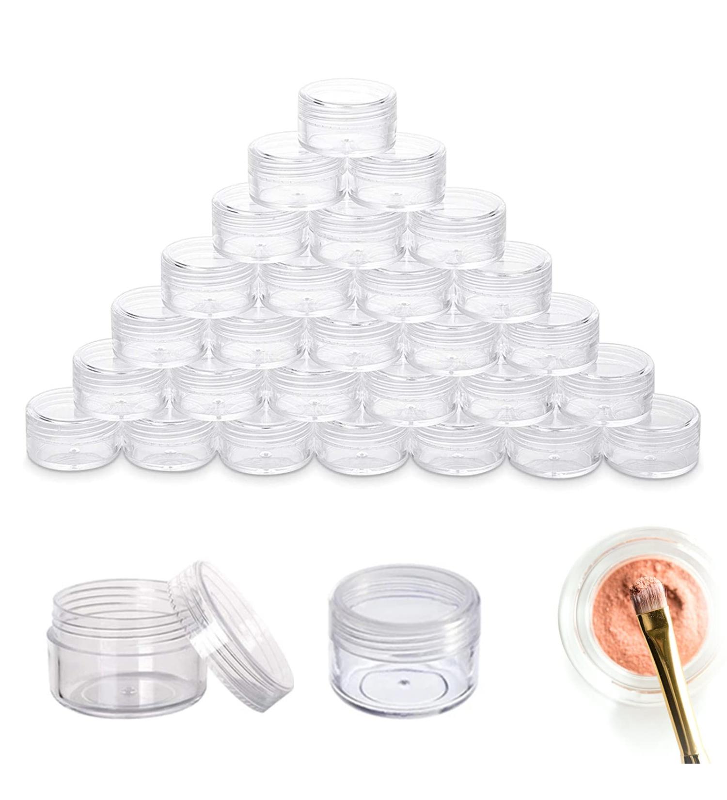 5 ml container empty container clear jar empty container cream jar 30 empty samples container samples round travel cream jar transparent cosmetic container with lid travel potty container set 30 Pieces - Buy Online on GoSupps.com