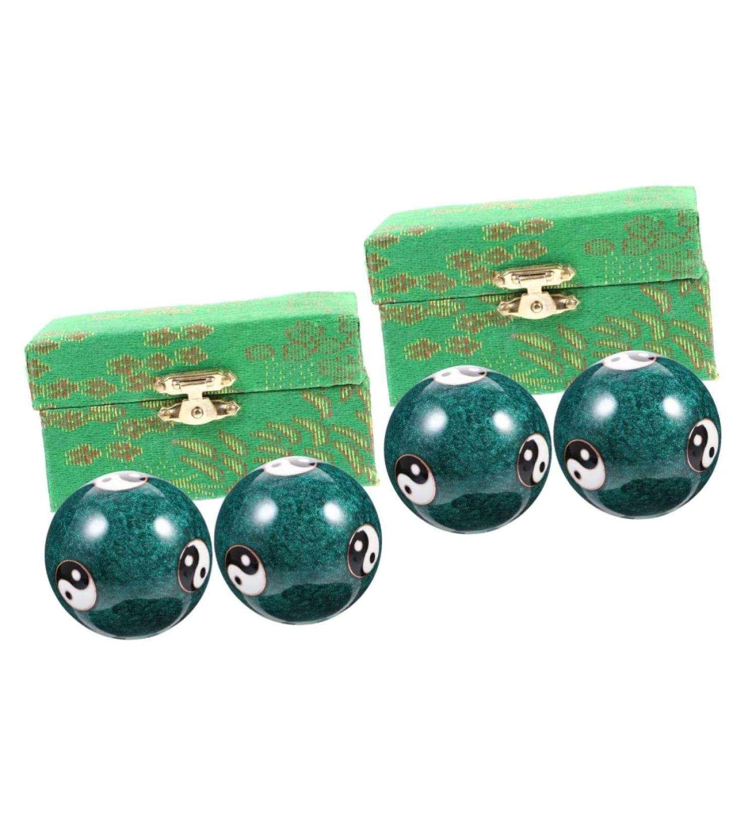 Tovinanna 4 Pieces Metal Massage Balls - Stress Relief Handballs for Effective Hand Massage | International Shipping Available - Buy Online on GoSupps.com