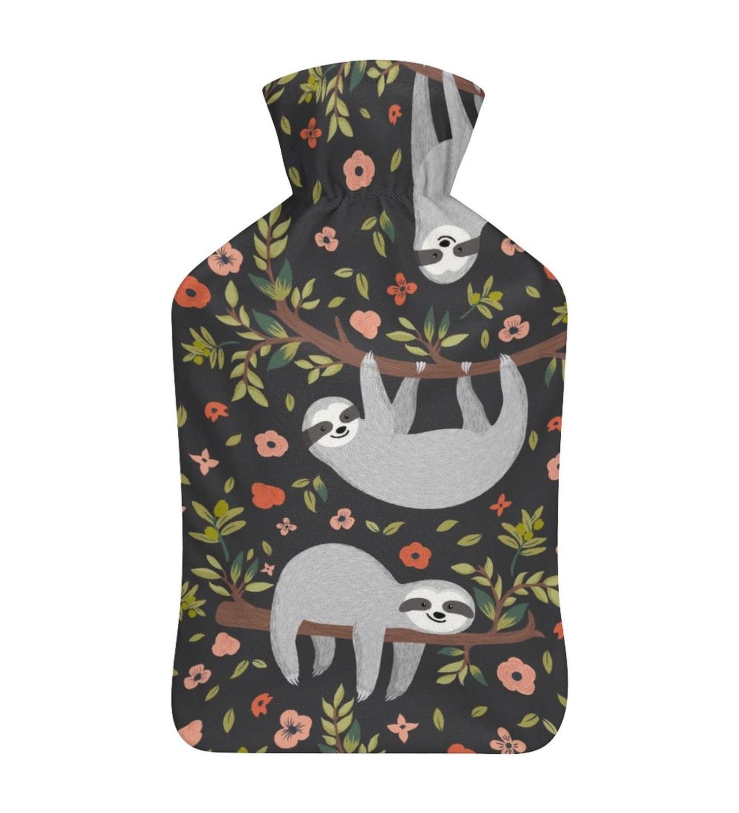 Hot Water Bottle with Lid - Animal Sloth Rubber Bag for Pain Relief Cramps & Foot Warmer - Hot & Cold Therapy - Buy Online on GoSupps.com