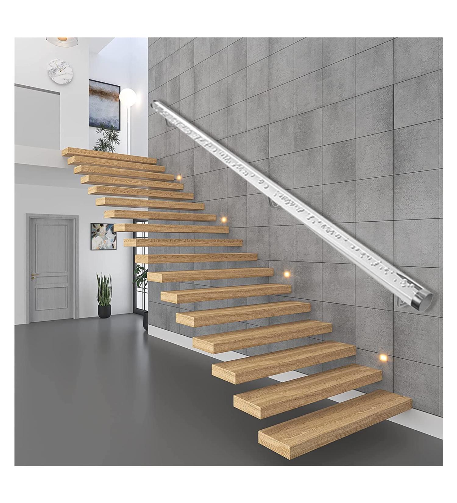 Acrylic Stair Railing Handrail Clear Bubble Pipe Outdoor Indoor Hand Rails/Round Wall Support Grab Bars for Staircase Stainless Steel Kit (Color : Gold Fittings Size : 1.5ft/0.4 Silver Fittings 8.5ft/2.6m - Buy Online on GoSupps.com