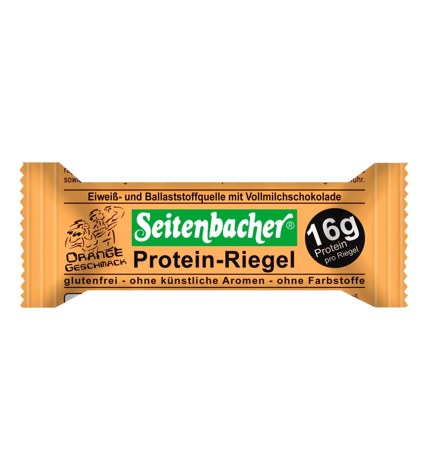 Seitenbacher Protein Bar Orange - 27% Protein Gluten-Free & Glycerine-Free | 12-Pack (12x60g) - Buy Online on GoSupps.com