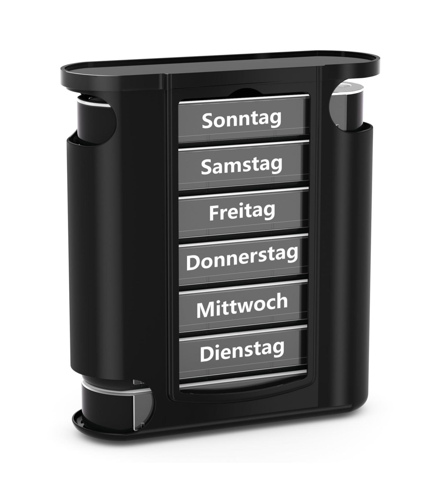 Weekly Pill Organizer - Opret 7-Day Medication Box with 4 Compartments for Morning Noon and Night - Black Tablet Storage Solution - Buy Online on GoSupps.com