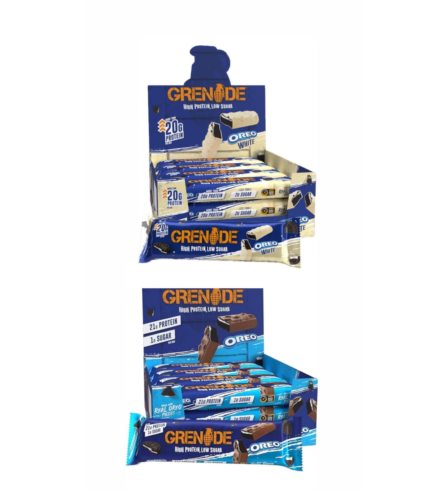 Grenade Oreo x12 White Oreo x 12 | CARB KILLA OREO Real Pieces High Protein Bar | low sugar | High in Protein | Delicious Flavour | Chocolate | Low Sugar | - Buy Online on GoSupps.com