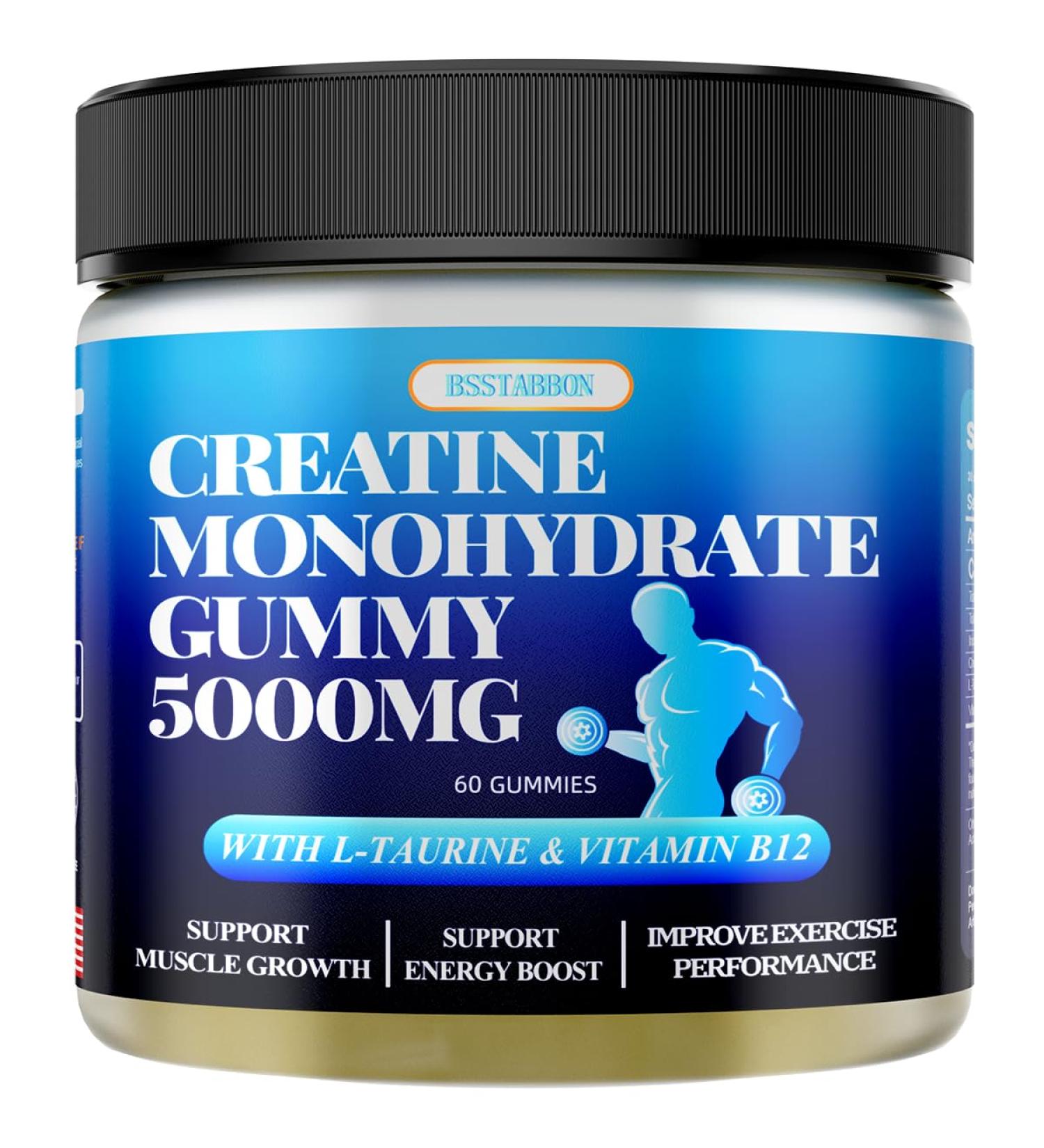 Creatine Monohydrate Gummies 5000mg with L-Taurine & Vitamin B12 - 60 Count | Buy Internationally - Buy Online on GoSupps.com