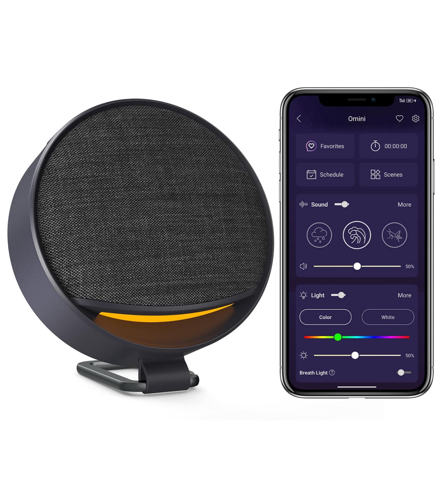 Hotmoon Omini Sleep Machine - Portable White Noise Smart Sound Machine with Light, 300+ Non Looping Sounds, Adjustable Brightness - Perfect for Sleep Aid, Office Privacy, Meditation - Great Registry Gift - Buy Online on GoSupps.com