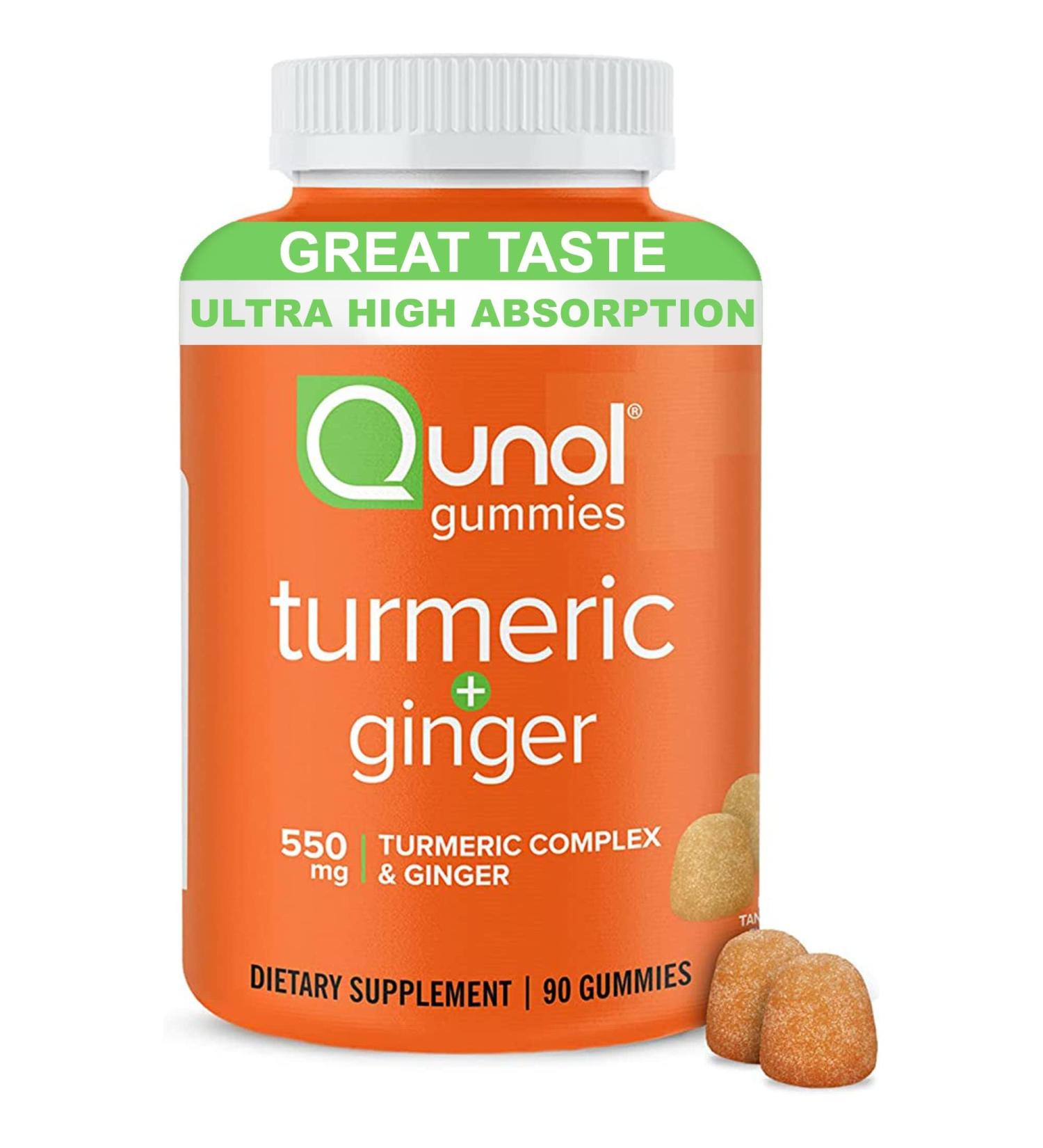 Qunol Turmeric and Ginger Gummies - Joint Support Supplement with Ultra High Absorption 90 Count Vegan and Gluten Free Gummies 90 Count (Pack of 1) - Buy Online on GoSupps.com