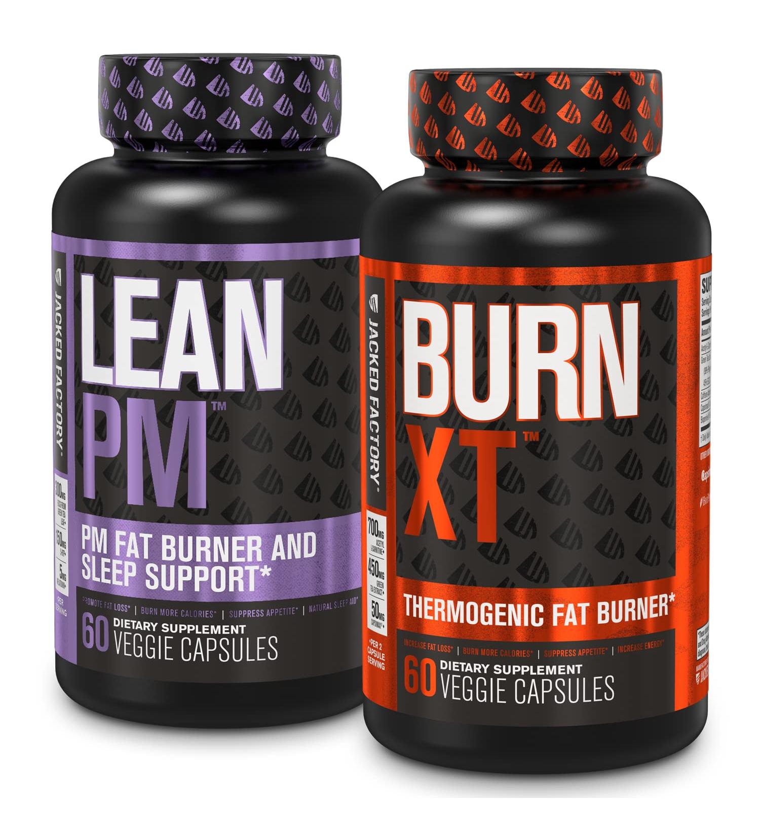 Burn XT Thermogenic Fat Burner & Lean PM Nighttime Weight Loss Supplement - 60 Veggie Diet Pills - Buy Online on GoSupps.com