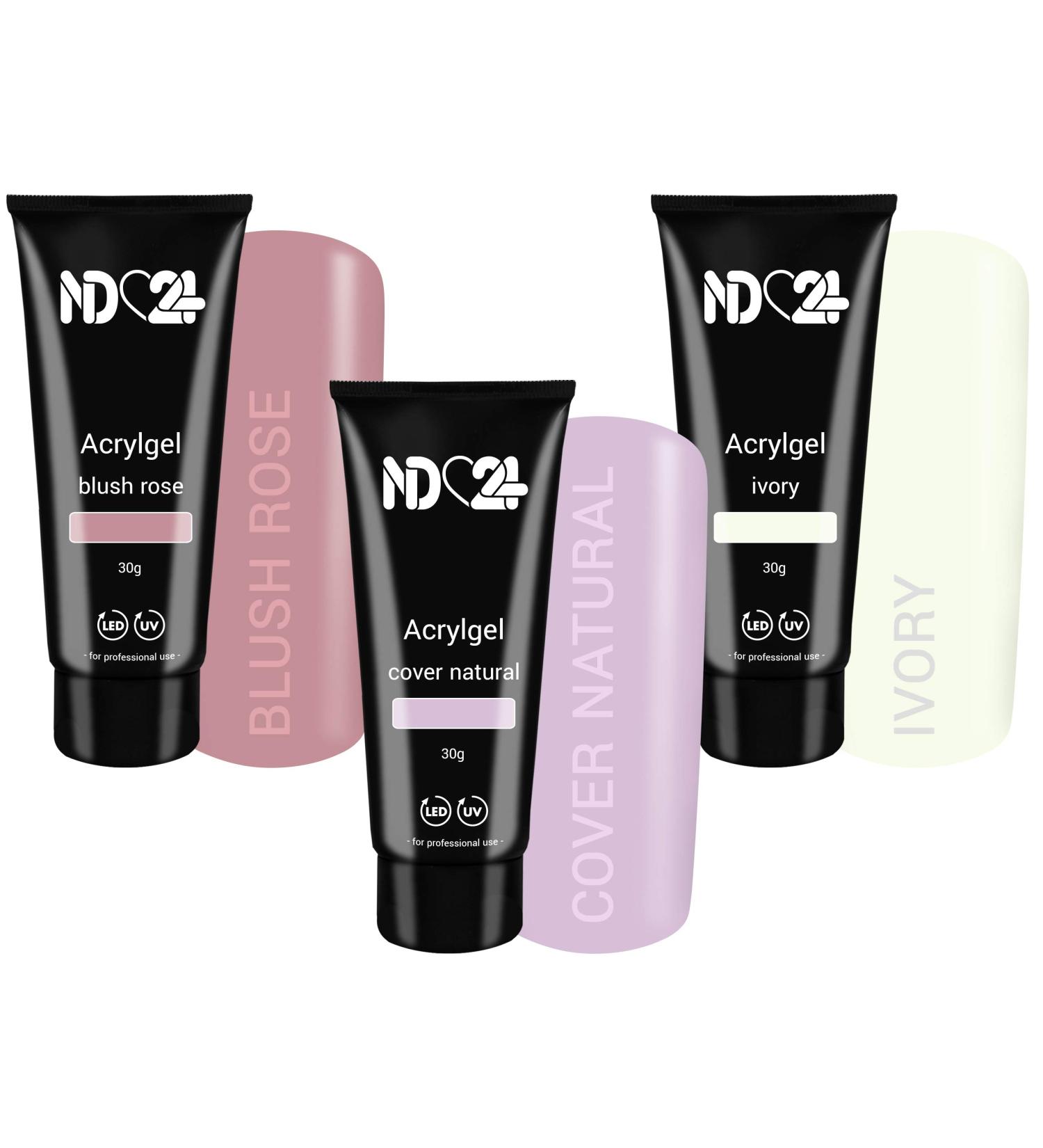 Poly Acrylic Gel Tube Set - Babyboomer Blush Rose Cover Natural & Ivory (3x30g) | International Shipping Available - Buy Online on GoSupps.com