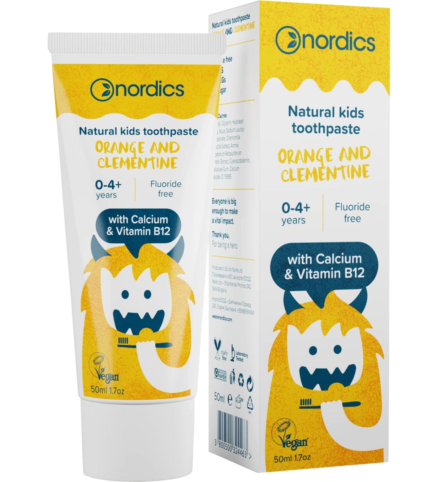 Nordics Organic Care Toothpaste Kids Orange Clementine without fluoride