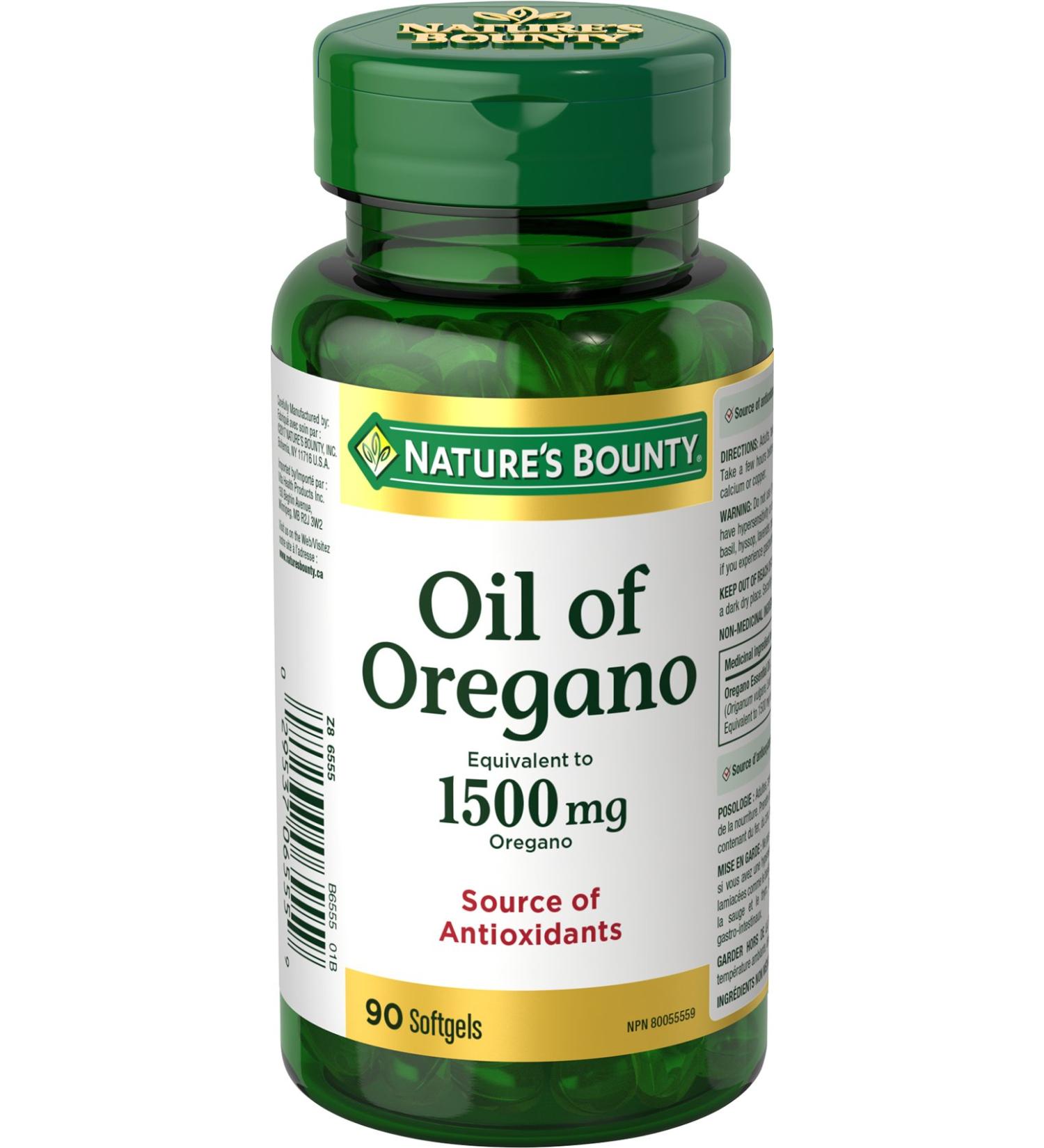 Nature's Bounty Oil of Oregano 1500 mg 90 Liquid Softgels - Pack of 90, 1500 mg, Liquid Softgels - Buy Online on GoSupps.com