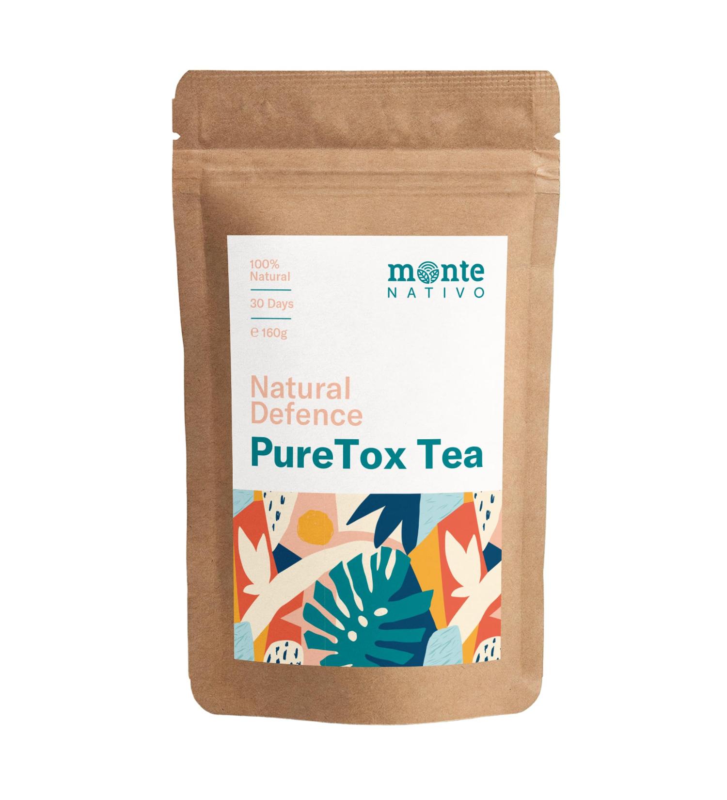 Monte Nativo Detox Natural Defense Tea - Loose Herbal Blend with Yerba Mate Oolong Guarana & Goji Berries - 160g for Hot & Iced Detoxification - 30 Days of Puretox - Buy Online on GoSupps.com