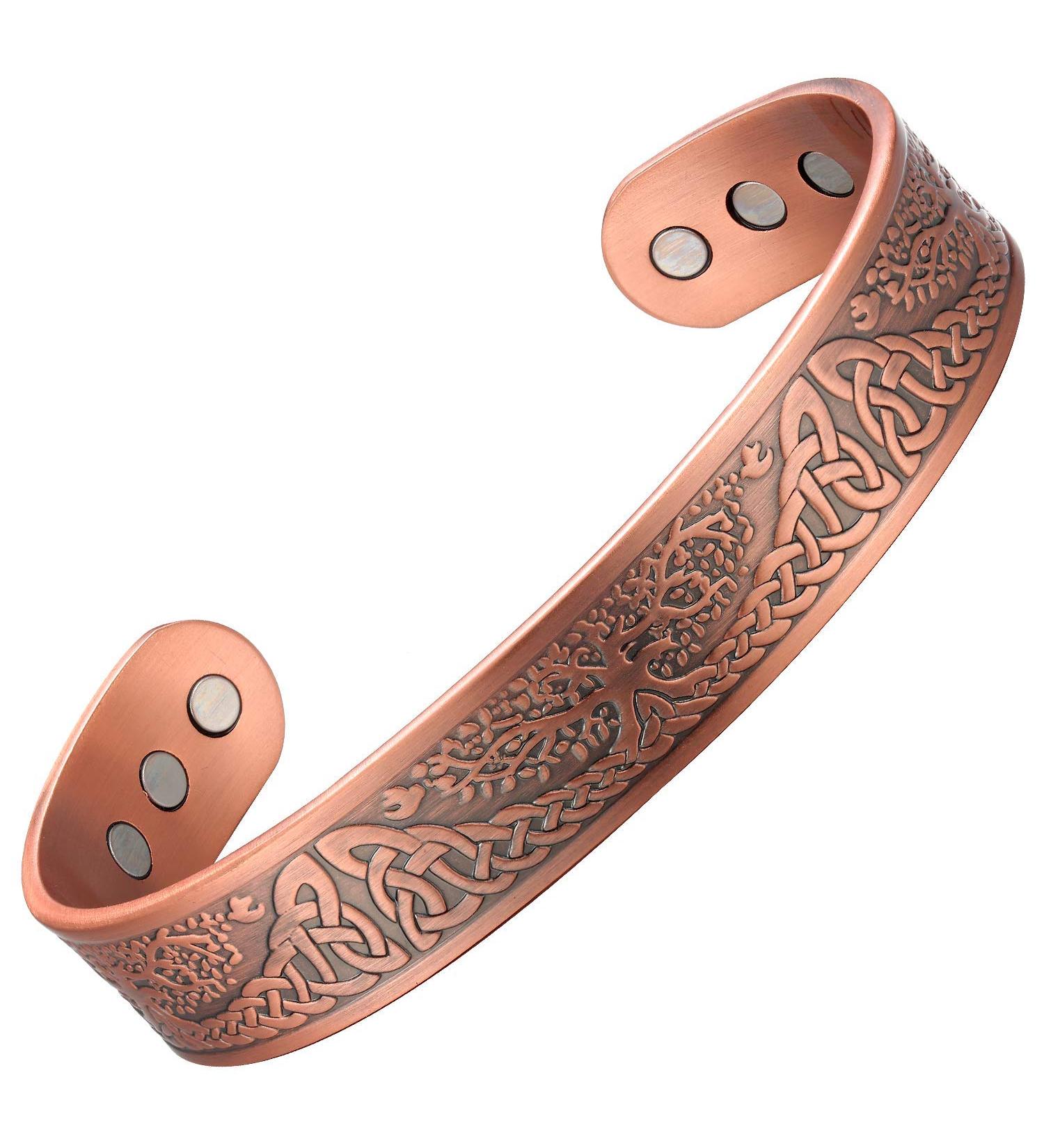 MagEnergy Men's Copper Life of Tree Magnetic Therapy Bracelet - Viking Jewelry 7.5in Adjustable - Buy Online on GoSupps.com