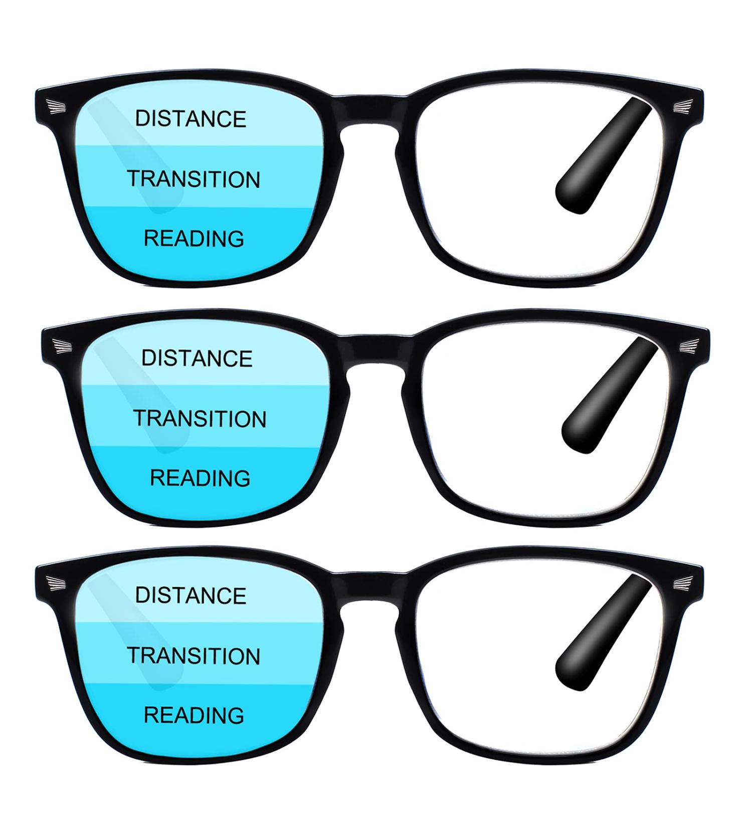 Progressive Multifocus Reading Glasses for Men & Women - Anti Blue Light 3 Pack Computer Readers (3 Black 2.0 Strength - Buy Online on GoSupps.com