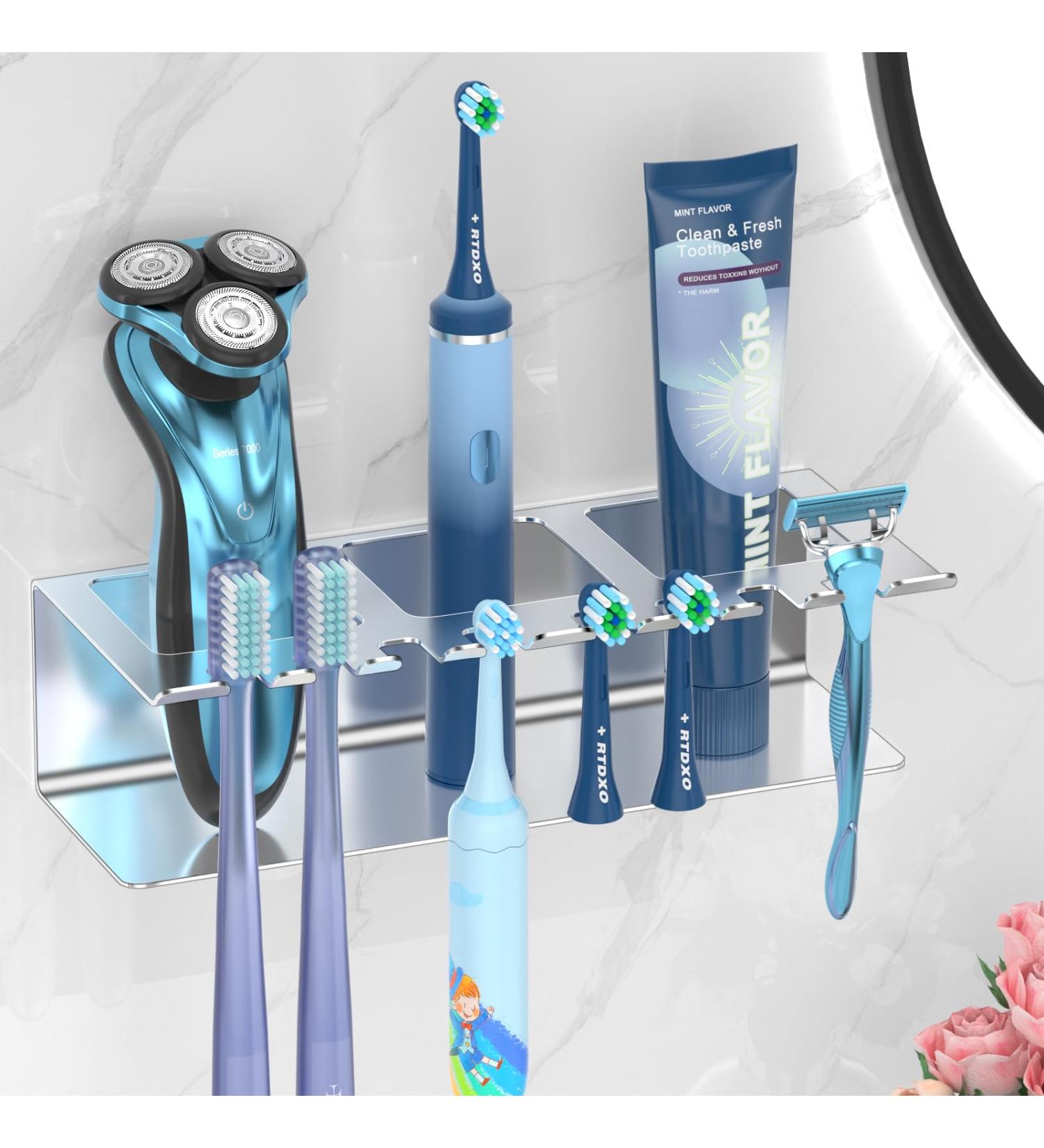 Buy 304 Stainless Steel Toothbrush Holder - Wall-Mounted No Drilling Perfect for Family & Kids - Durable Toothbrush & Razor Storage Solution - Buy Online on GoSupps.com